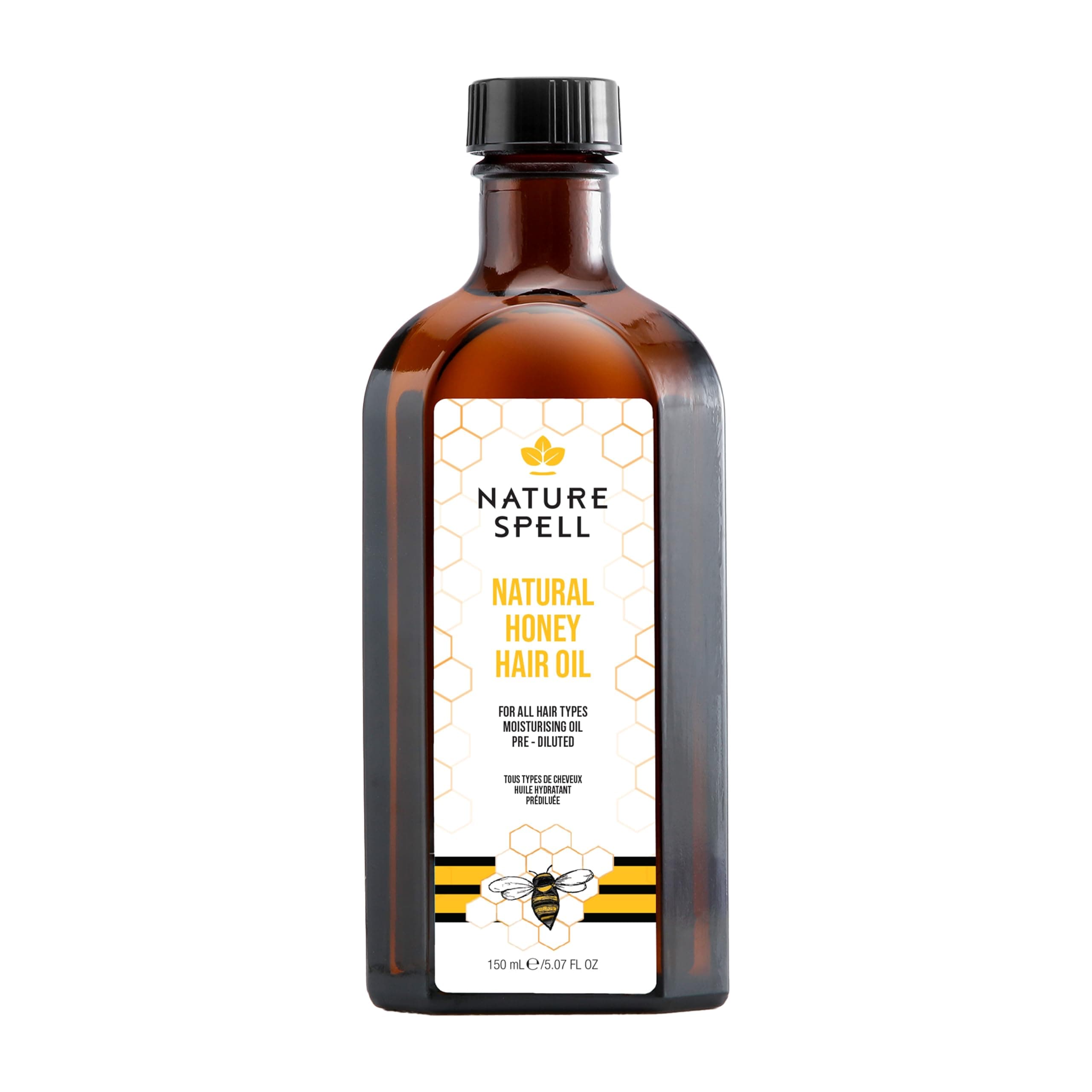 Nature Spell Honey Oil for Hair, Pre-Diluted Oil Helps Lock in Moisture & Enhance Shine, For All Hair Types, Vegan, 150ml