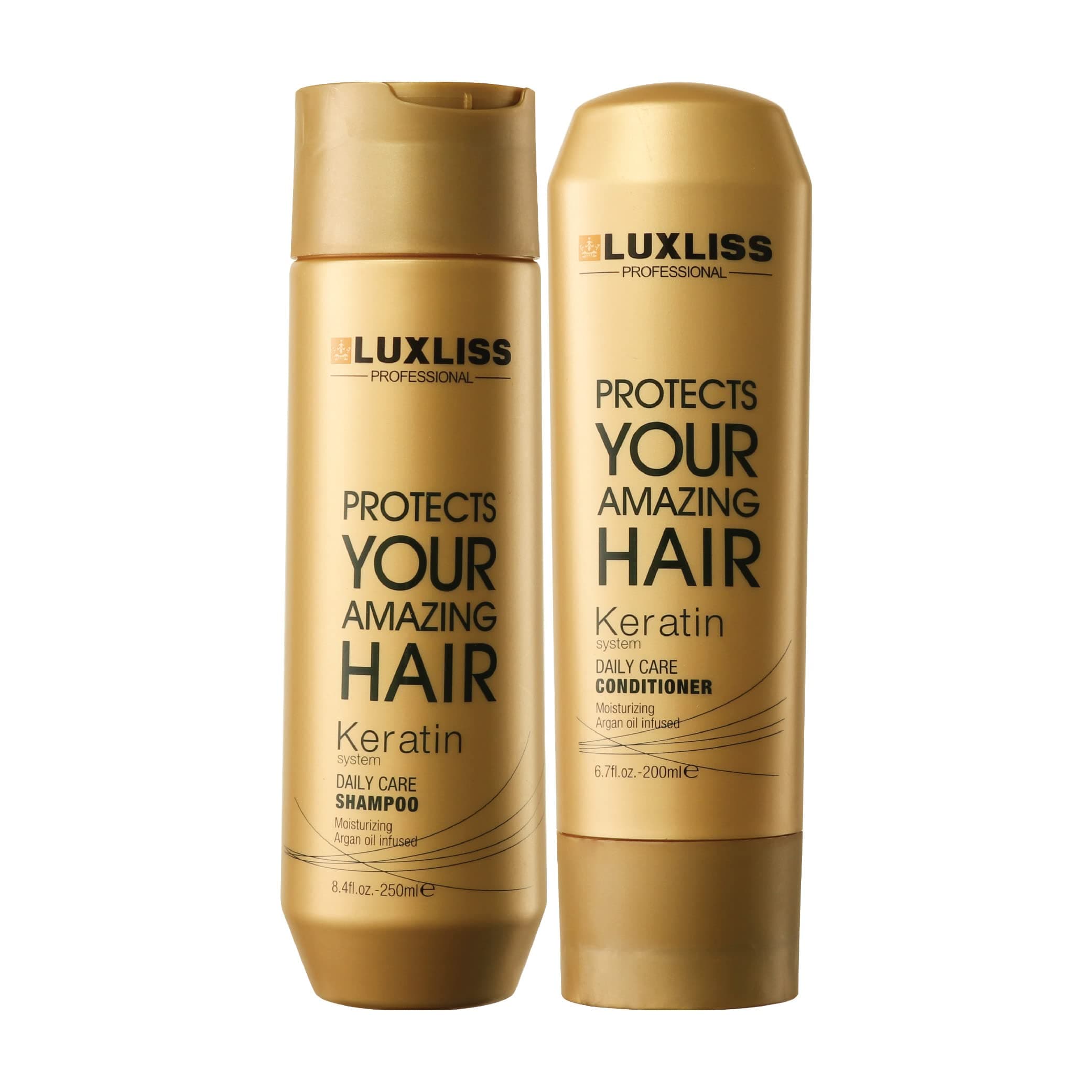 Keratin Daily Care Conditioner & Shampoo - Gold edition(Pack of 2) - 250ml, 200 ml