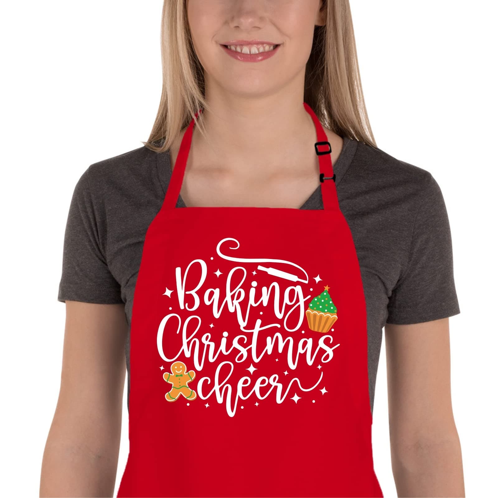 Saukore Christmas Apron for Women Men, Funny Kitchen Holiday Aprons for Baking Cooking, Cute Xmas Gifts for Bakers Mom Wife