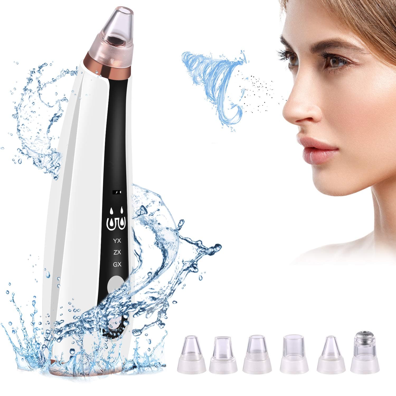 Blackhead Remover Vacuum, Pore Vacuum Cleaner Electric, Facial Pore Cleaner with 6 Changeable Functional Probes Meirenda USB Rechargeable Pore Cleanser Blackhead Extractor Tool for Men &Women