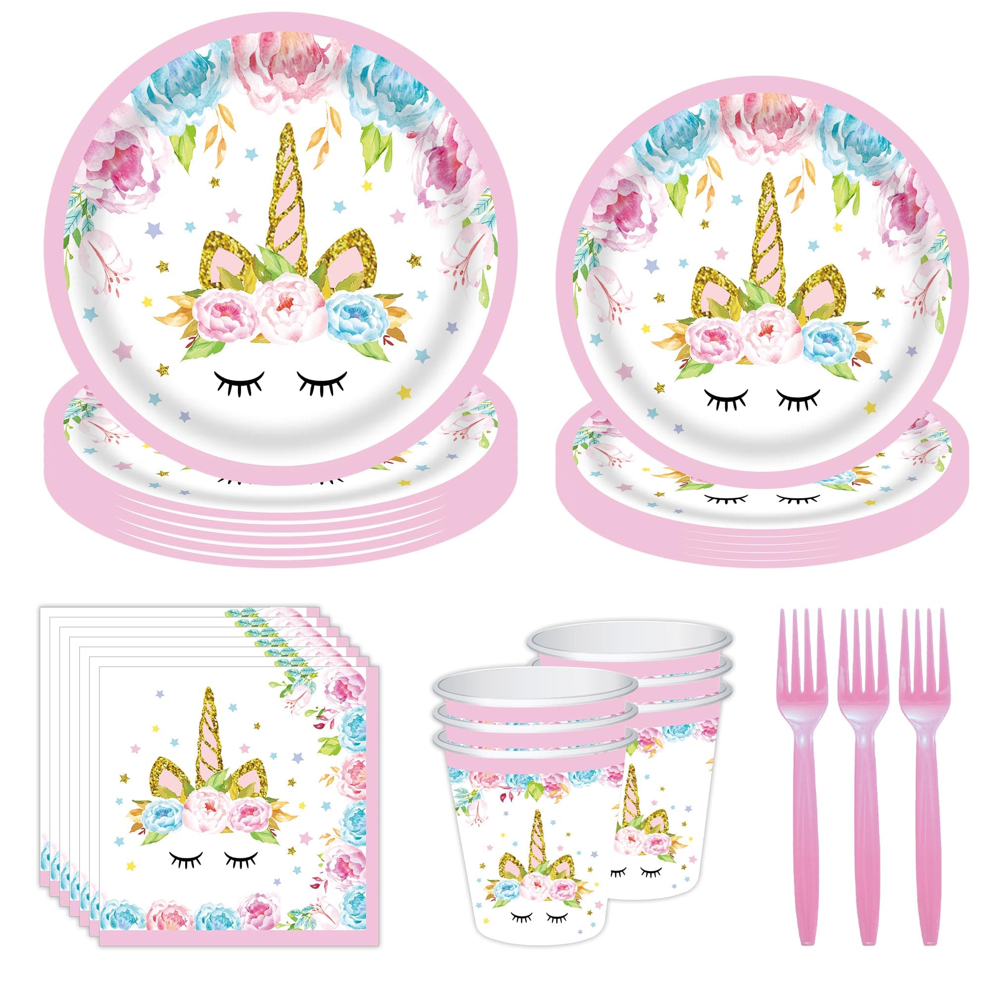 120 pcs girl birthday party supplies dinner plates dessert plates cups napkins forks serves 24 guests