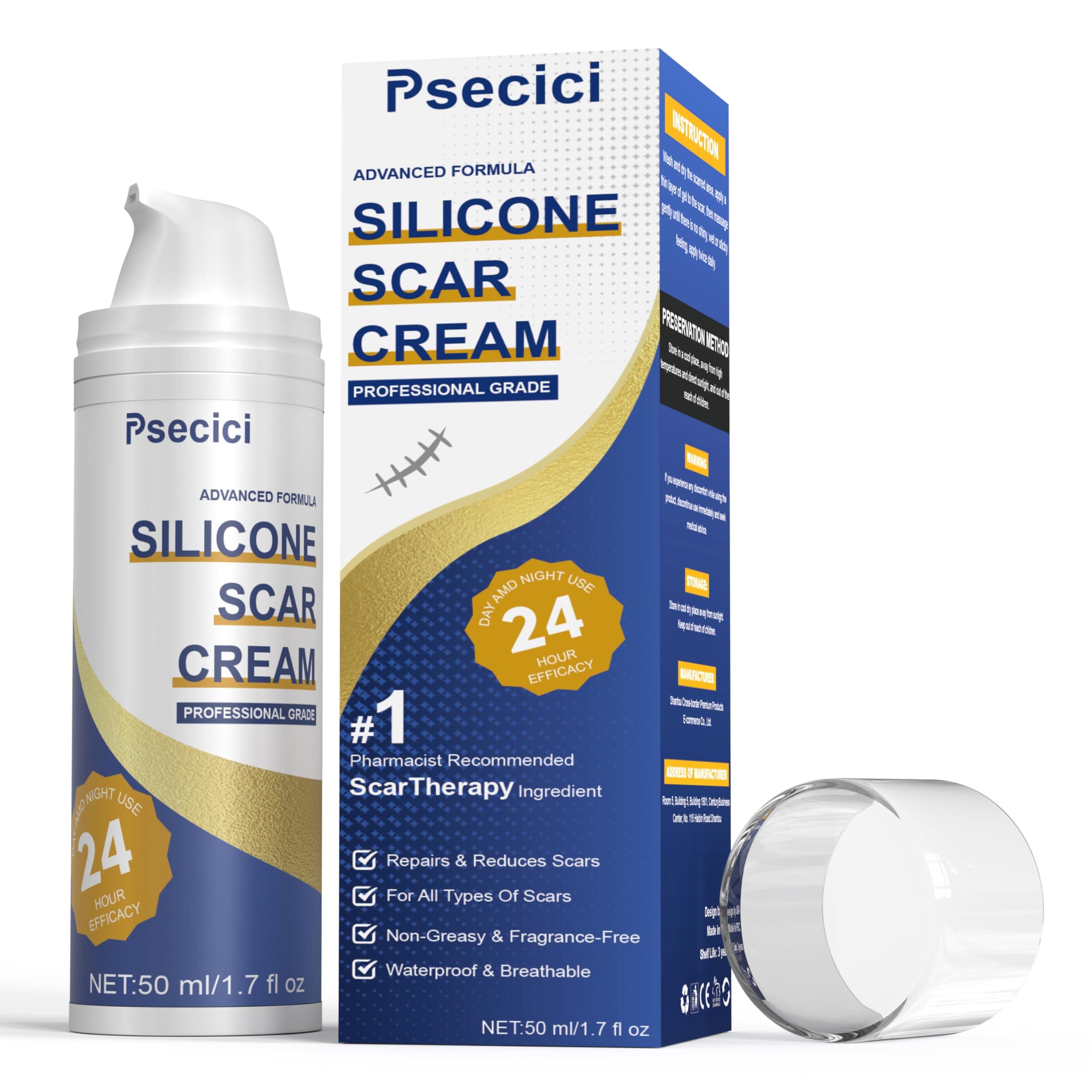 Scar Cream, Silicone Scar Gel,Scar Cream for Surgical Scars,Burn,Acne,Stretch Mark,Keloid Bump,C Section Scars