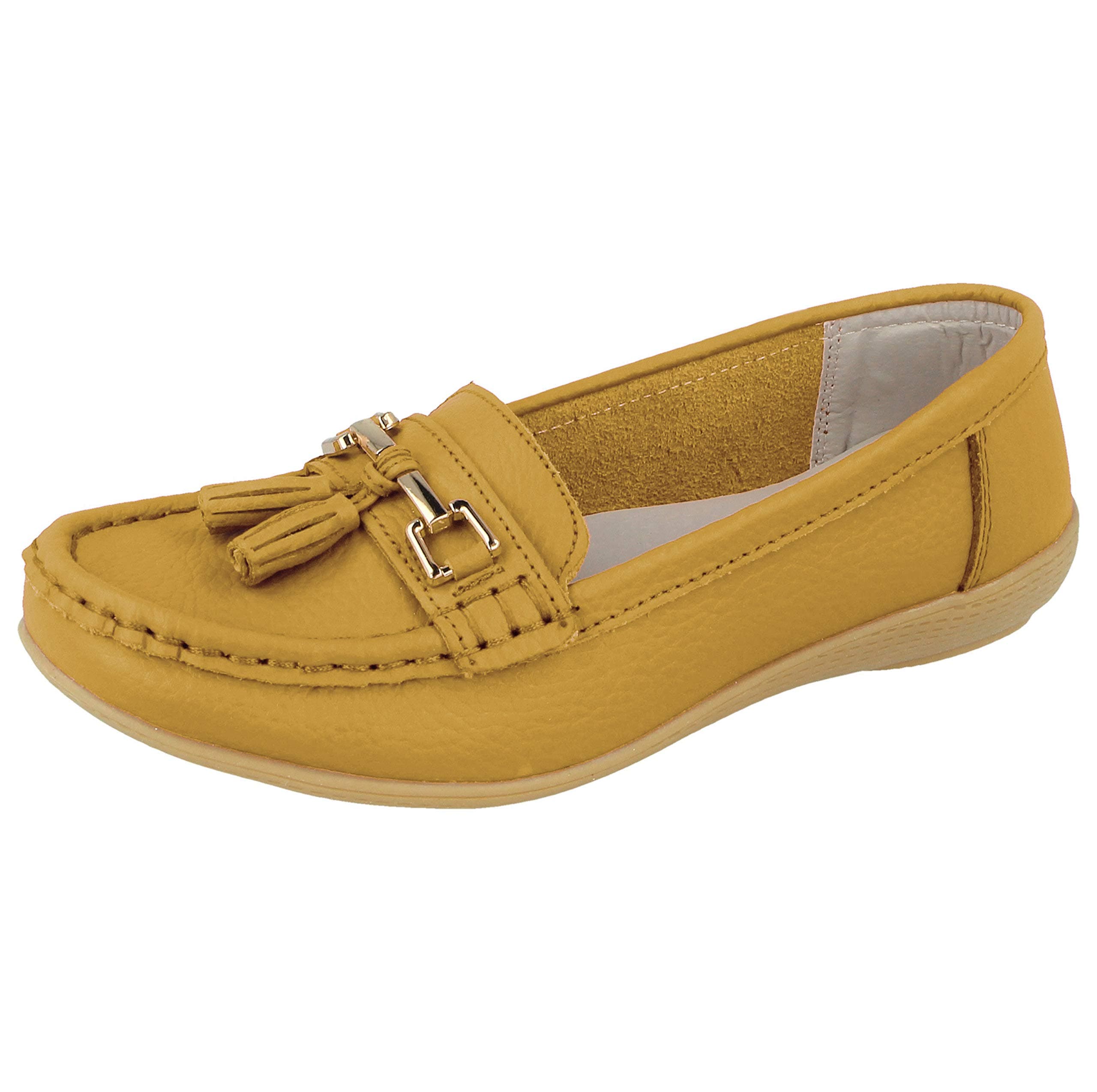 Ladies Real Leather Tassel Slip On Moccasin Flat Nautical Boat Shoes Loafers Size 3-8