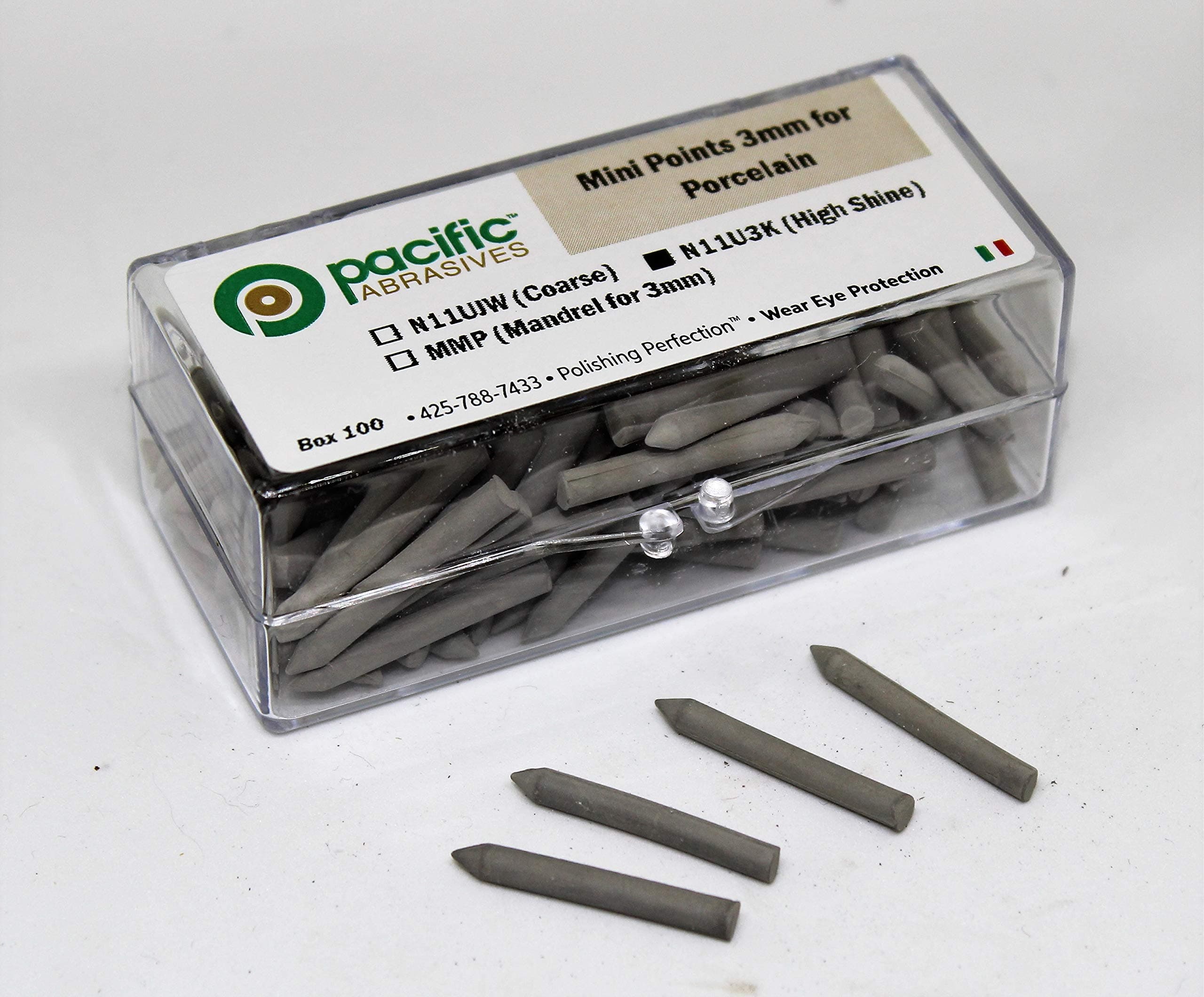 Pacific Abrasives N11U3K High Shine Mini Point for Porcelain (Pack of 100)