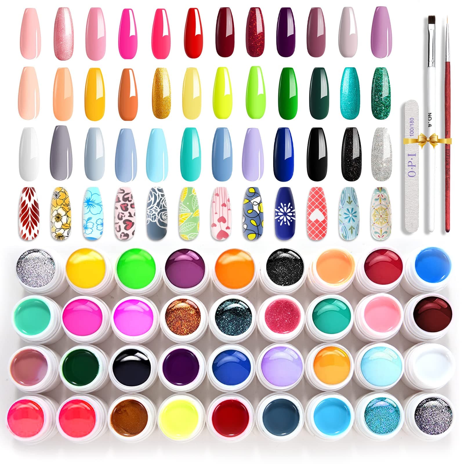 36 Colors Gel Nail Polish Set Gel Paint Nail Art Kit Gel Paint for Nails Gel Polish Set Nail Art Pigment Gel with Painting Drawing Nail Brush, DIY Manicure, Nail Design