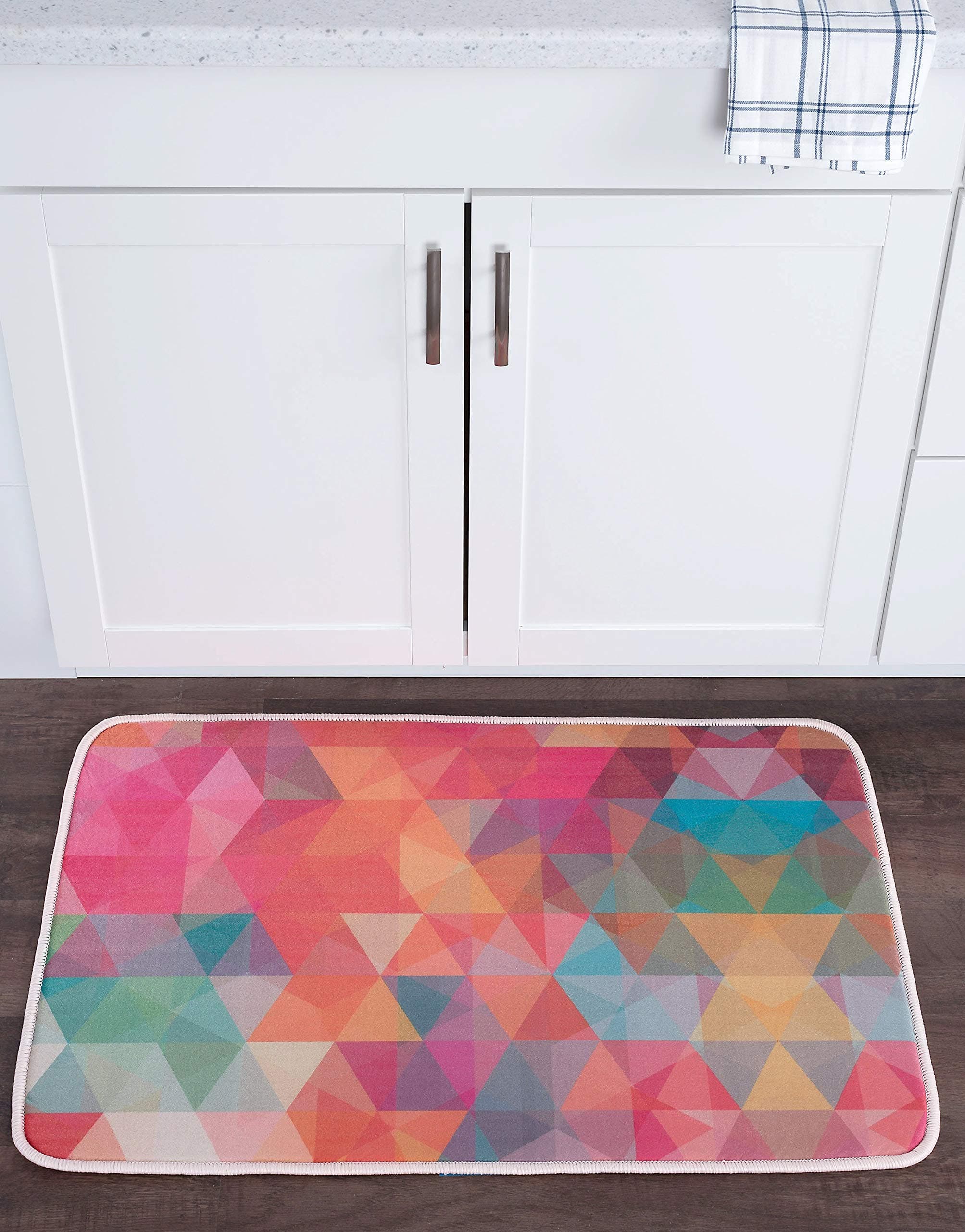 Anti-Fatigue Geometric Beige Comfort Non-Slip Multi-Purpose Kitchen Mat, 2' x 3'