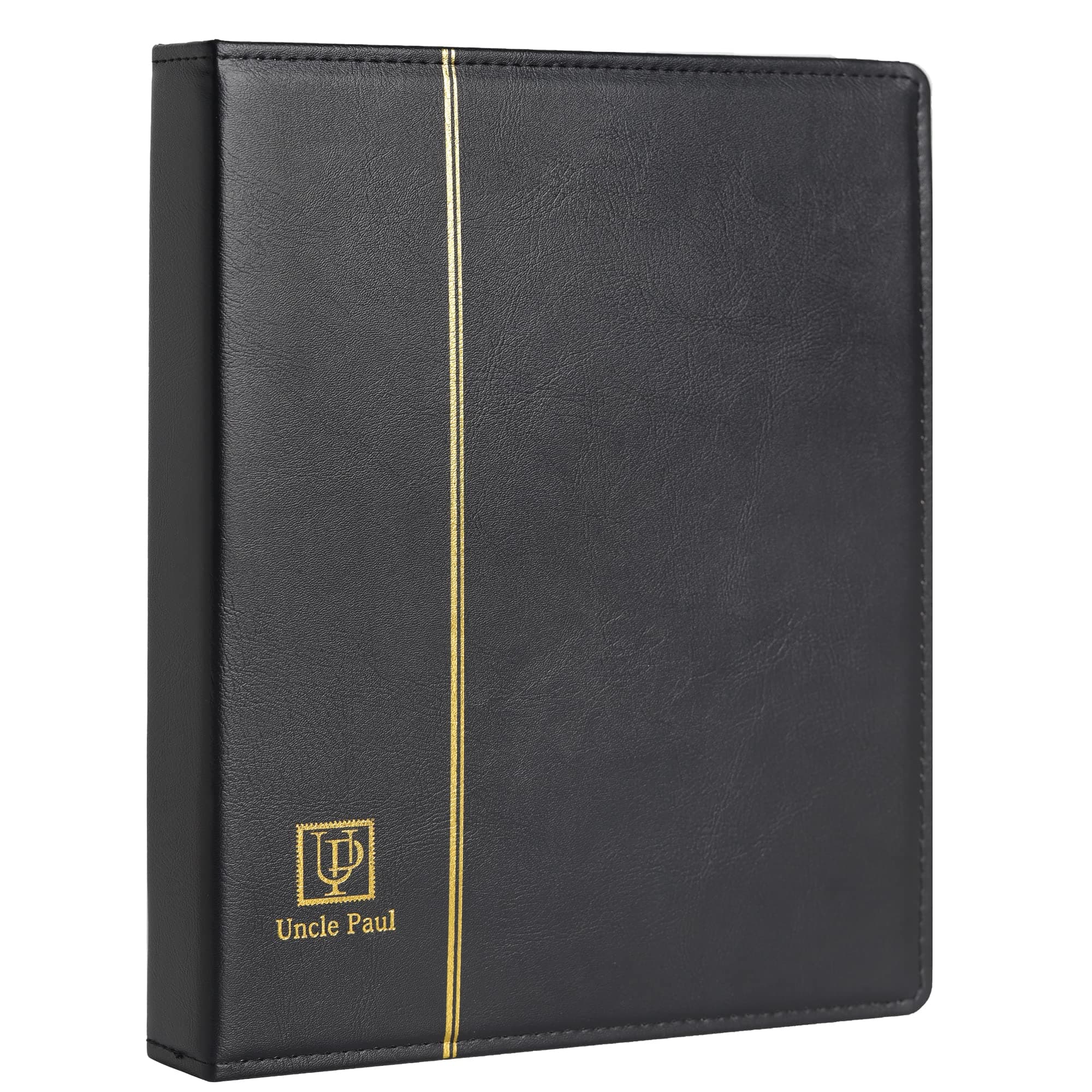 Uncle Paul 4 Ring Binder Albums - 12.5" x 10" Black Cover Binders Compatible with 9-Hole 11-Hole Pocket Pages Universal for Stamps Coins Banknotes Documents BU04BK