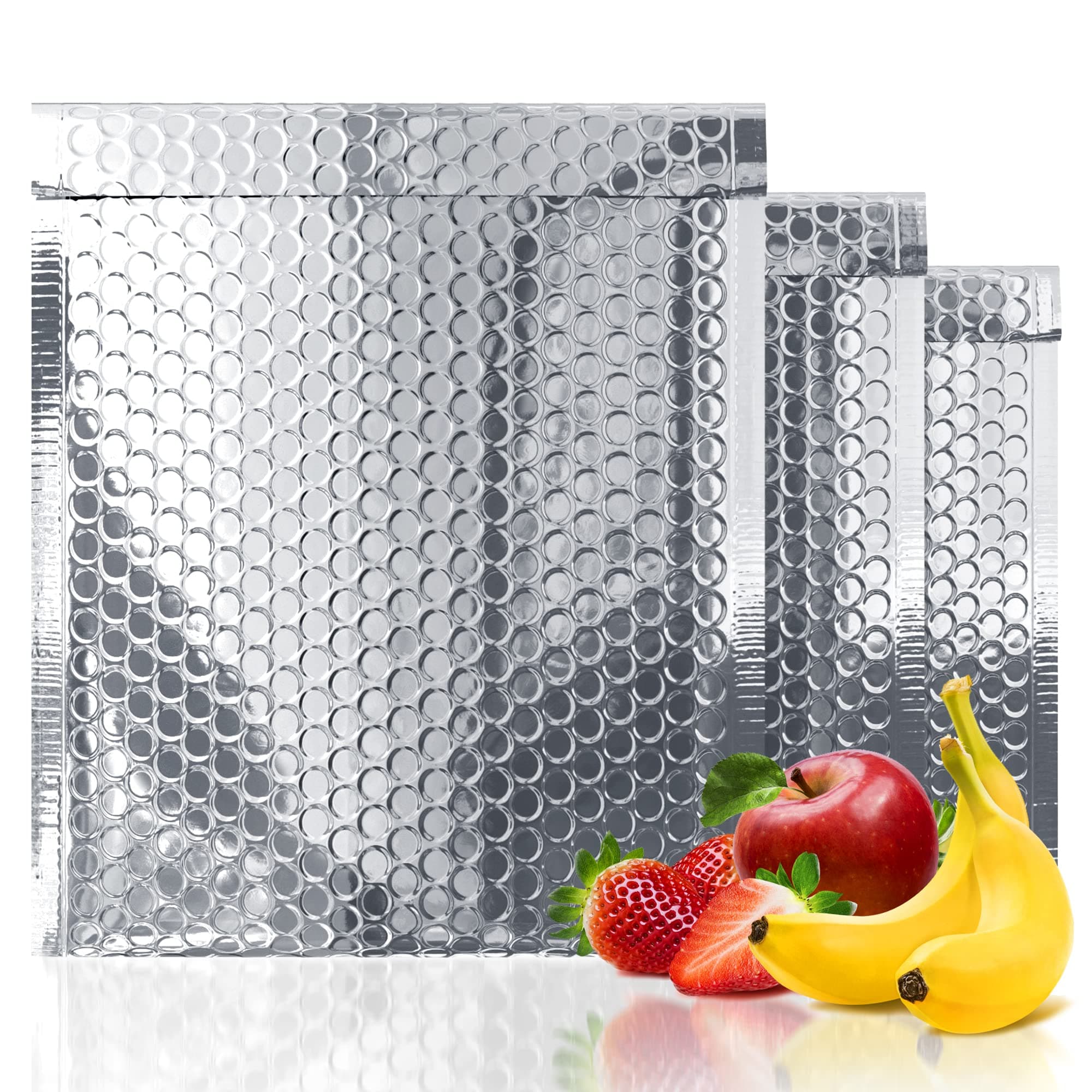 Silver Thermal Bubble Mailer, 10 x 10.5 Inches. 10 Pack Metallic Bubble Mailers. Self-Seal Metallic Bubble Envelope. Waterproof Insulated Shipping Envelopes for Food, Cosmetics