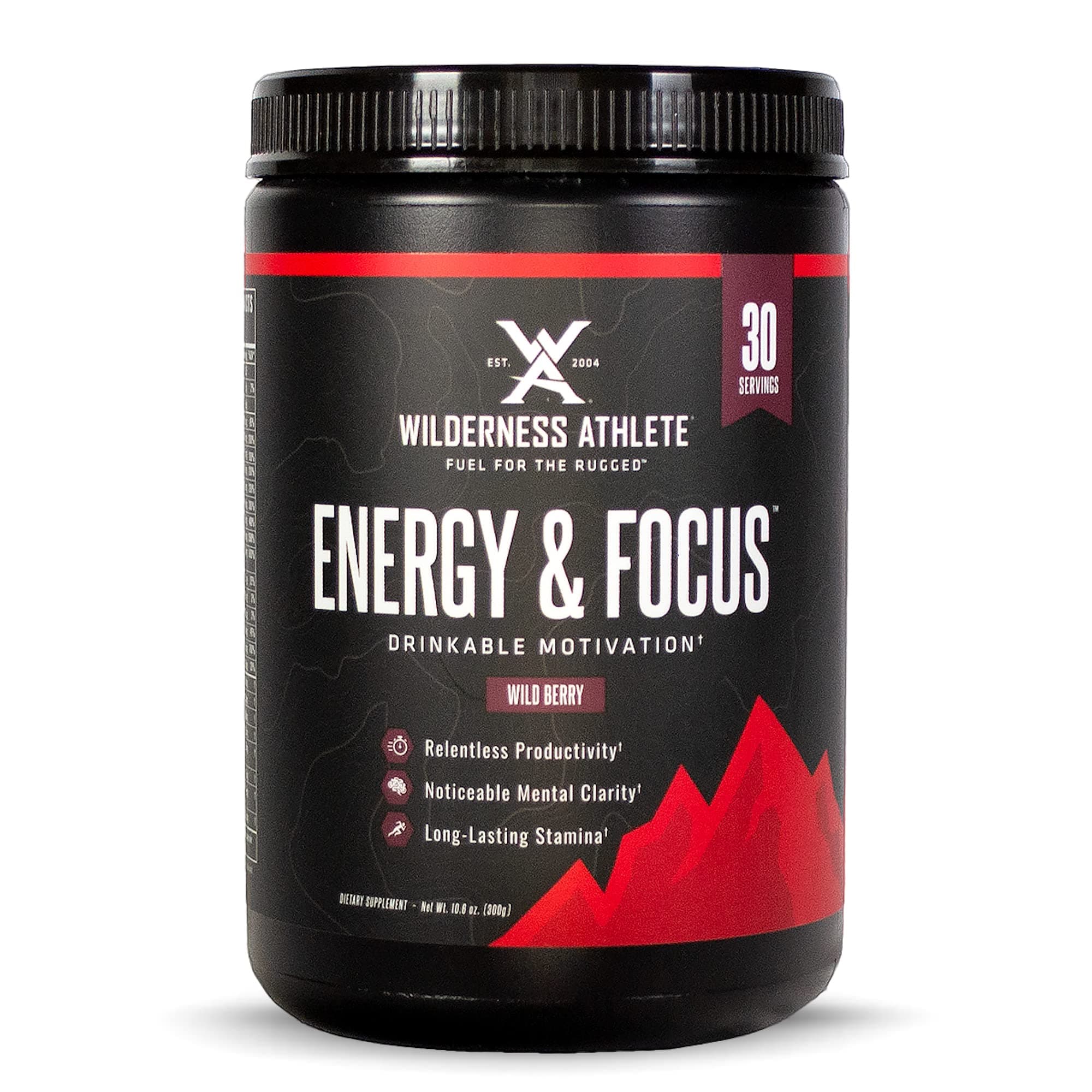 Wilderness Athlete - Energy & Focus | Energy Booster for Women & Men - Energy Drink Mix with Natural Caffeine - Low-Carb, Zero Sugar Energy Drink Powder - 30 Serving Energy Drink Tub (Wild Berry)