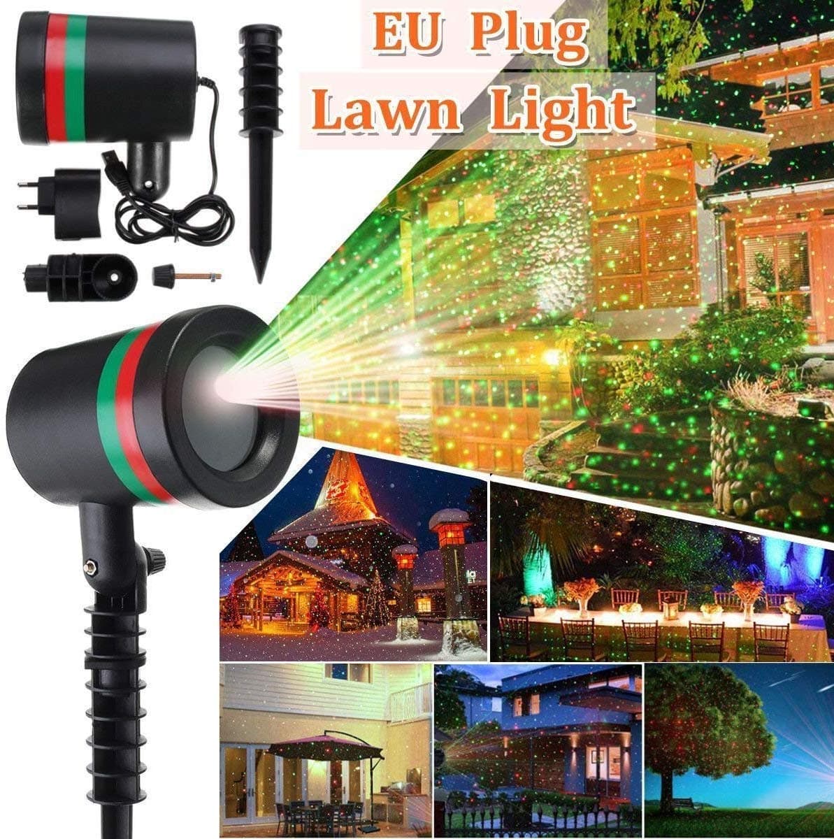Wemake Star Light Fairy Laser Projector Outdoor Garden Lawn Landscape LED Lamp EU Plug (Multicolour)