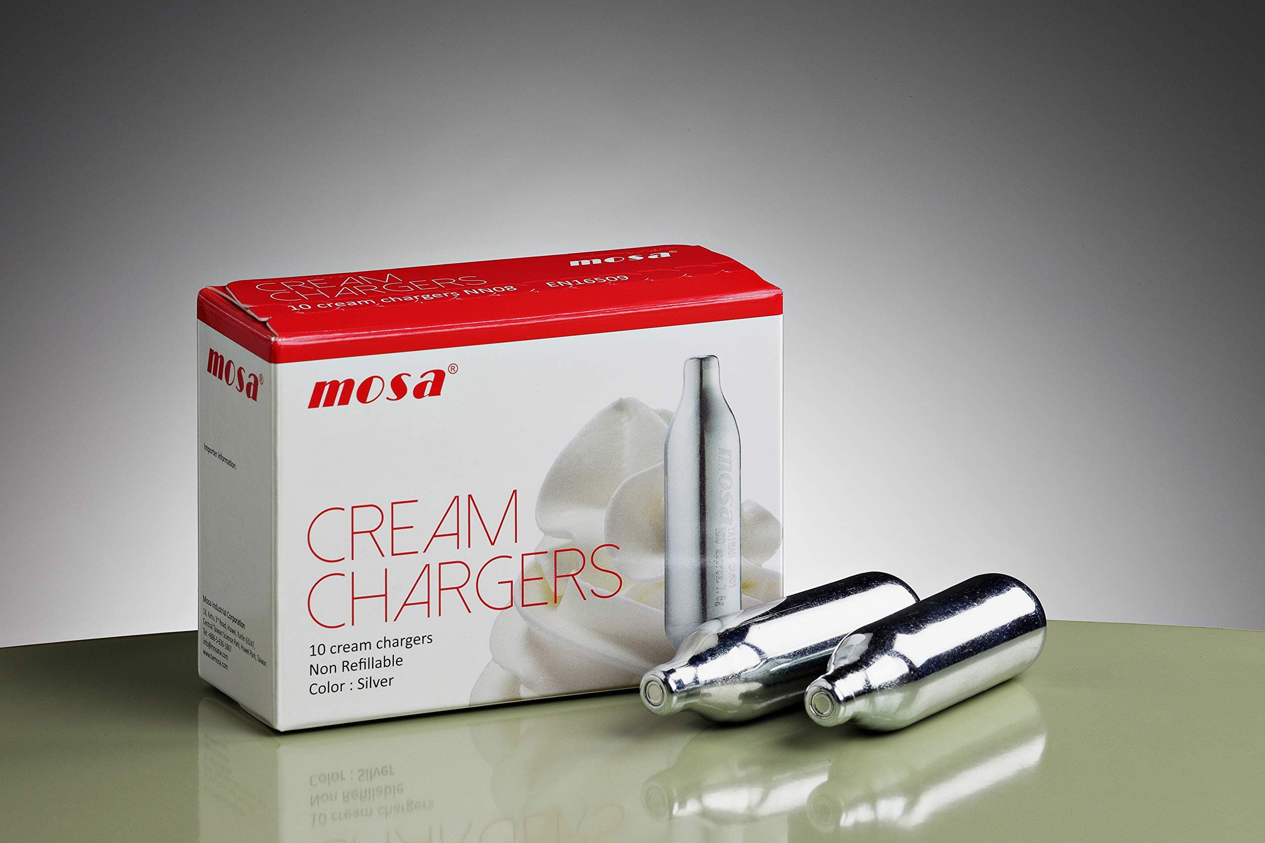 MOSA Whipped Cream Charger | Stainless Steel N2O for Whipped Cream - Pack of 10