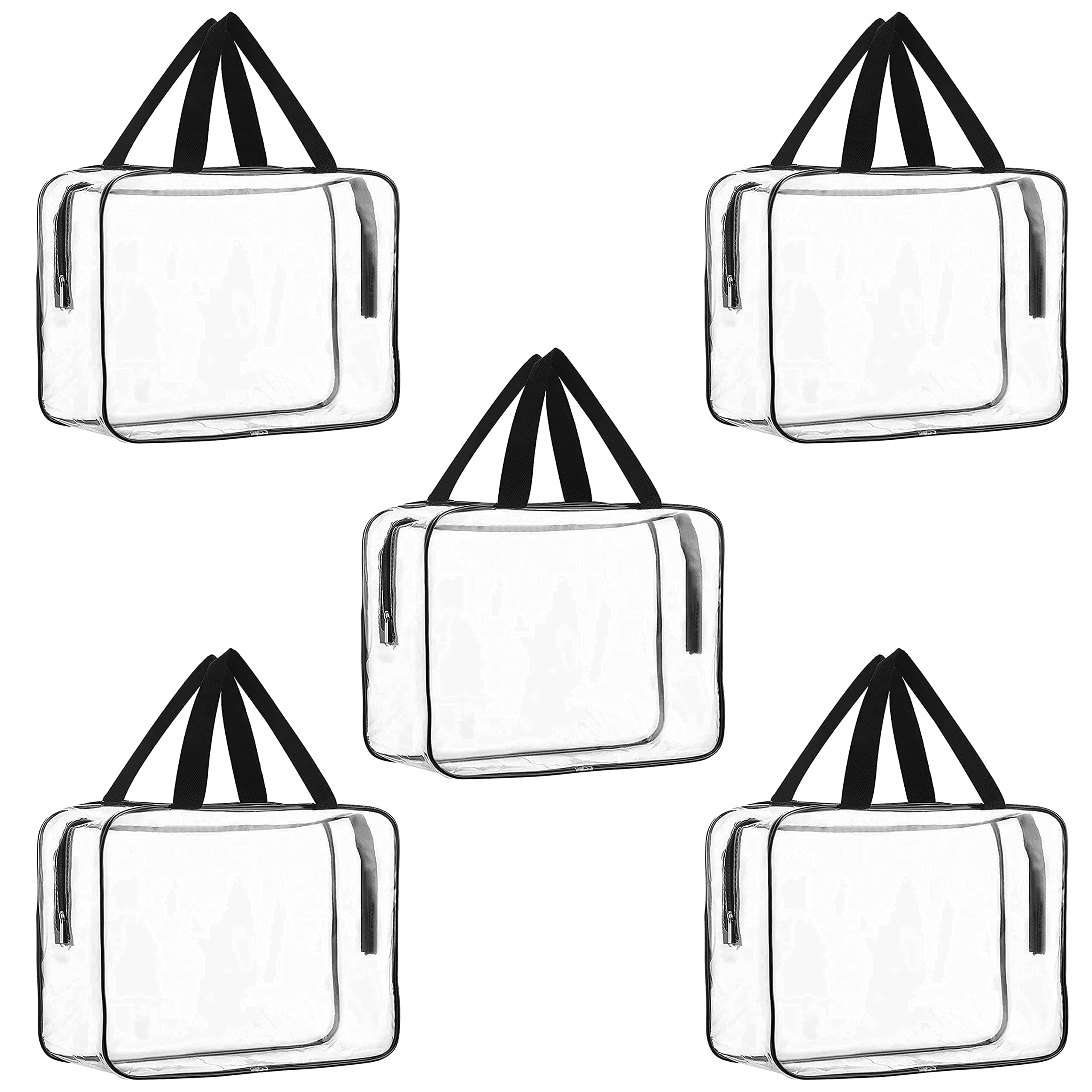 TULMAN 5 Pack Small Transparent Cosmetic Bag – PVC Travel Toiletry & Makeup Organizer, Handbag & Kids Toy Storage, Travel Organizer for Toiletries, Cosmetics & Toys – 30x22x8 CM
