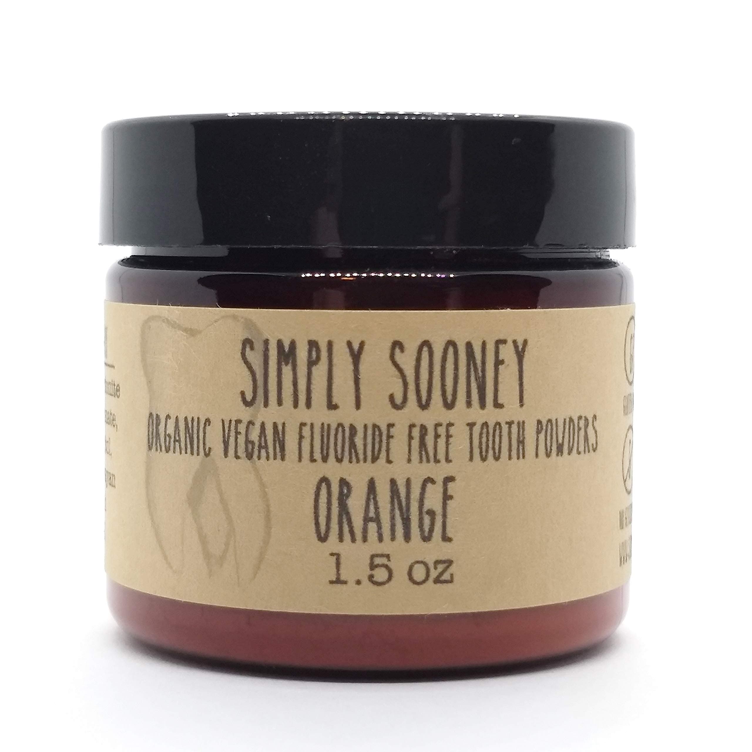 Organic Vegan Fluoride Free Tooth Powder Kid Safe Orange Formula 3 Month Supply