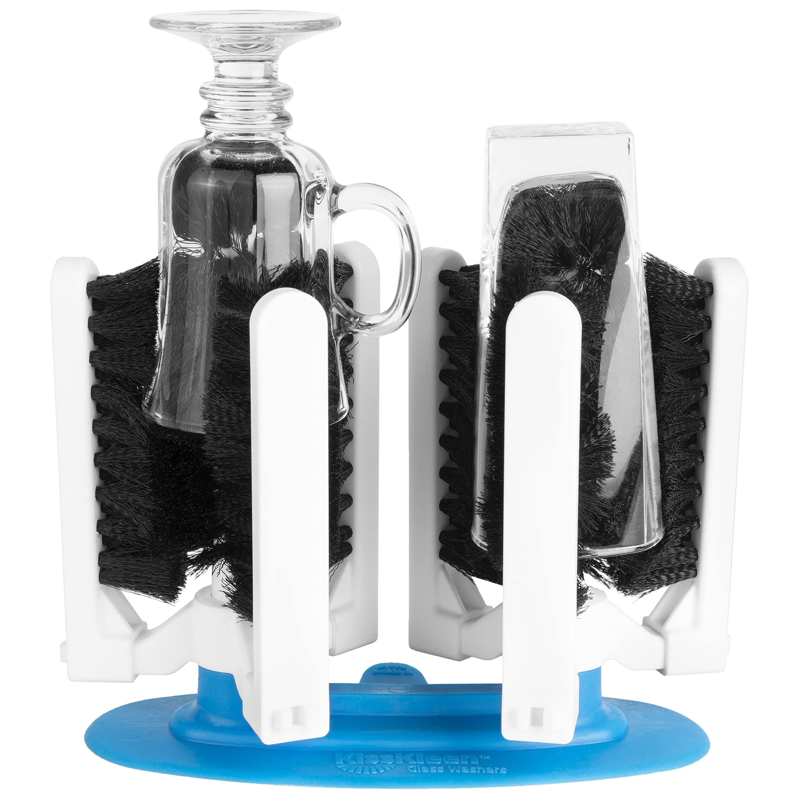Glass Cleaner Brush - Bar and Restaurant Commercial Glass Washer Brush for 2 Glasses - Wine Glass, Bottle, and Cup Washer to Remove Water Spots & Stains