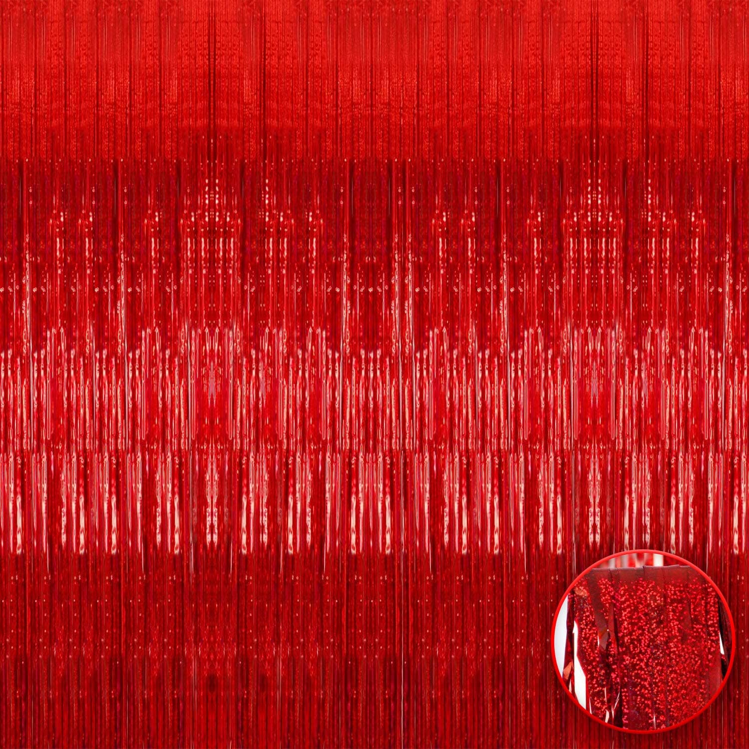 KatchOn, XtraLarge Red Streamers Party Decorations - 3.2x8 Feet, Pack of 1 | Graduation Decorations 2025 | Shiny Red Fringe Backdrop for Casino Theme Party Decorations, Carnival Decorations