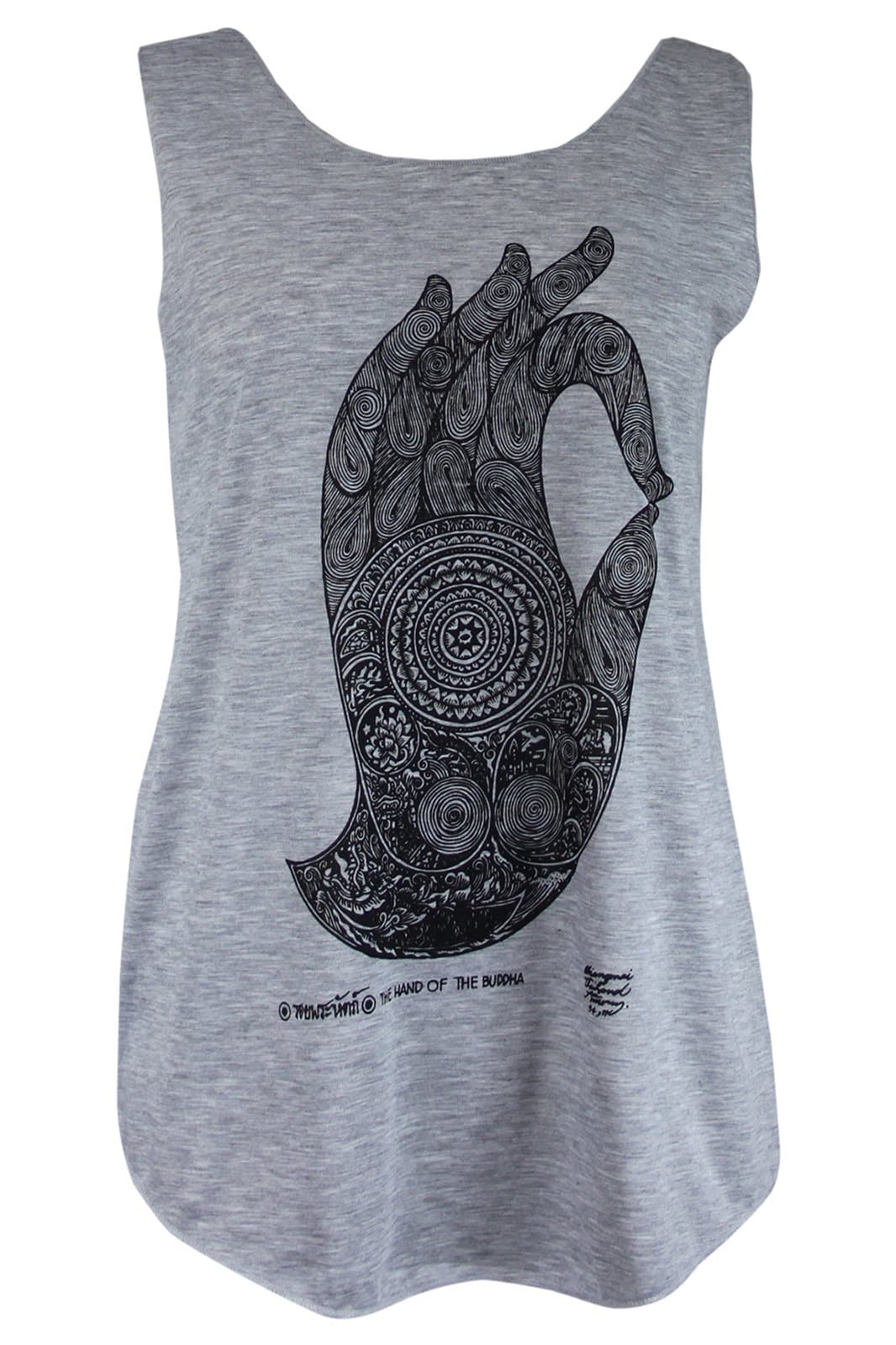 Ladies Womens Summer Festival Boho Vest Top | Buddha Hand Yoga Mandala Om, Elephant, Tiger, Chang Beer Lager, Muay, Sleeveless Bohemian Tank Top | Cotton Flared Swing Vest | UK Import