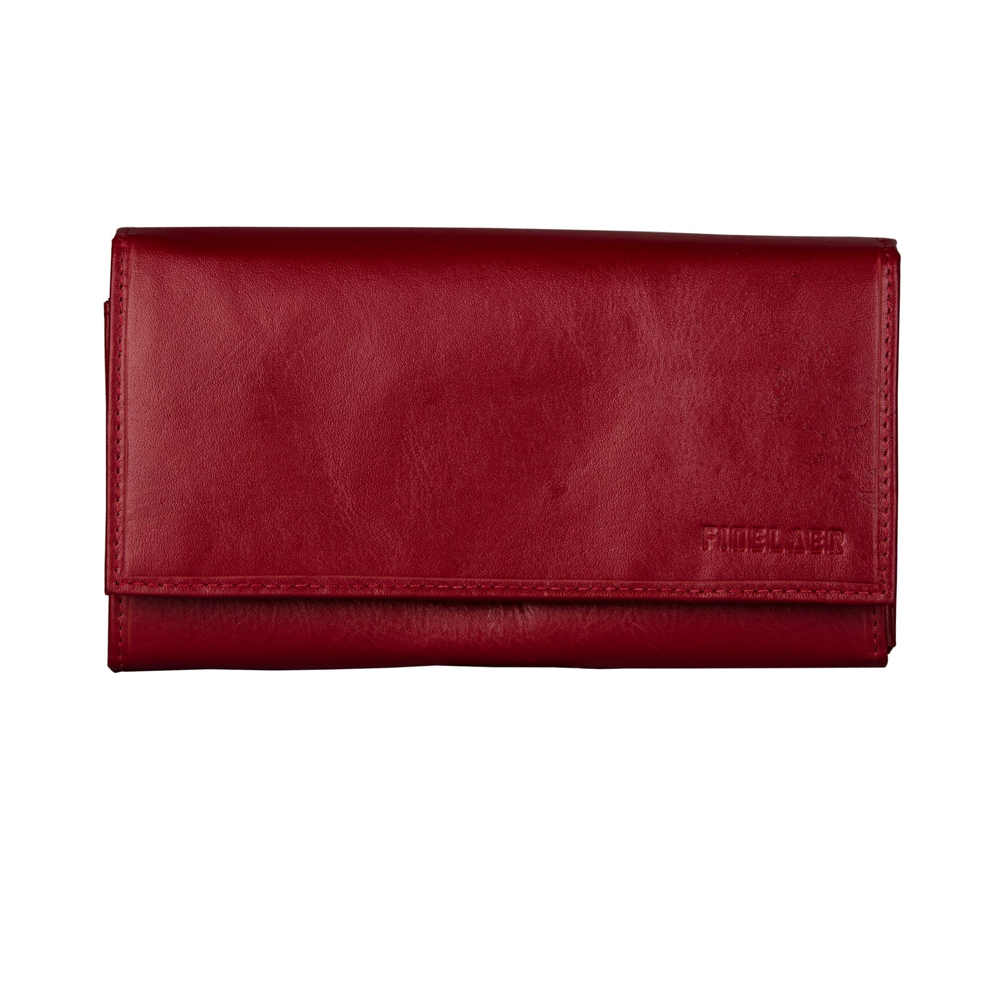 Red Leather Clutch Purse Envelope Bifold Carryall Wallet