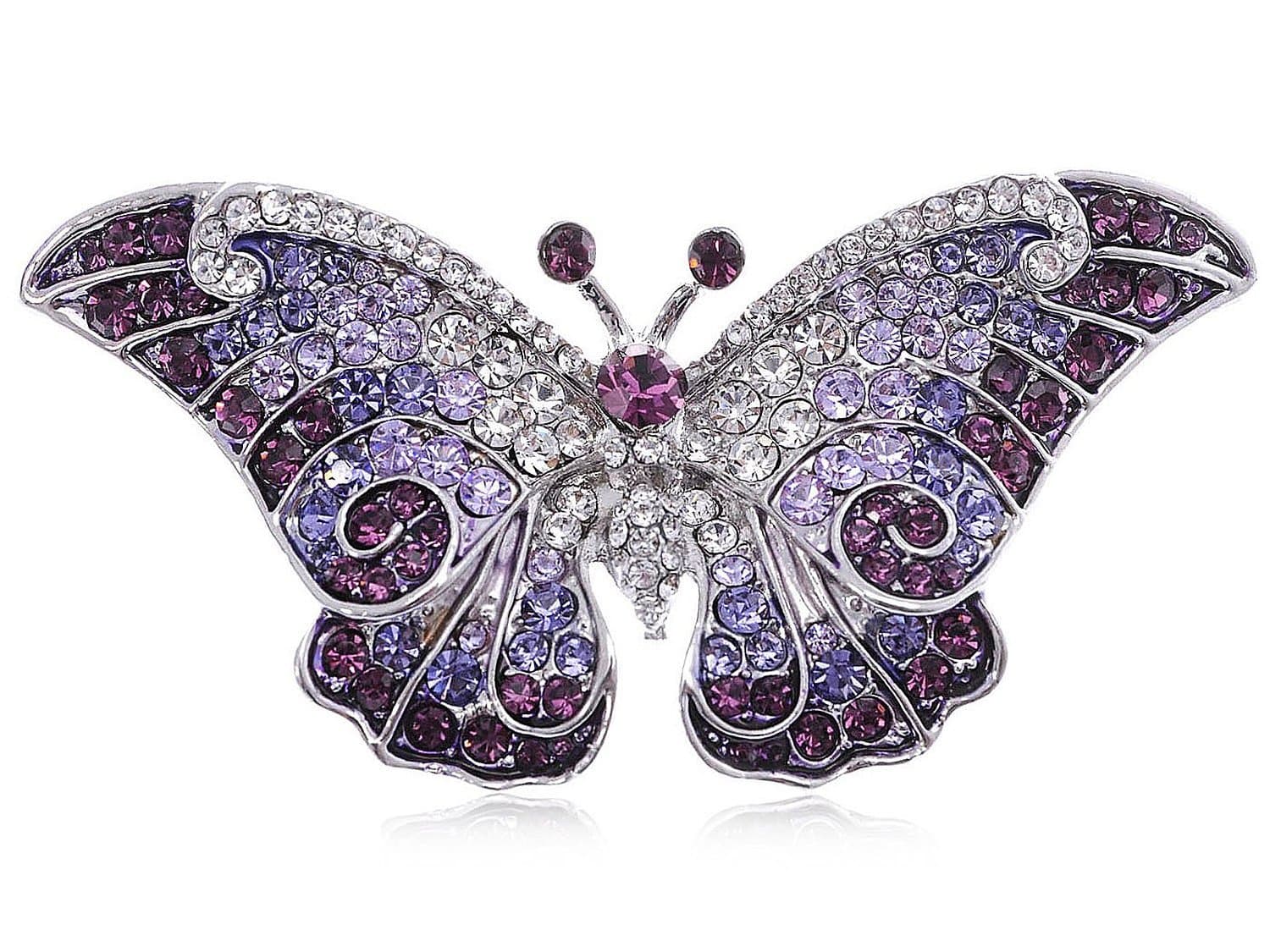 Empress Monarch Purple Winged Butterfly Swarovski Crystal Rhinestone Pin Brooch