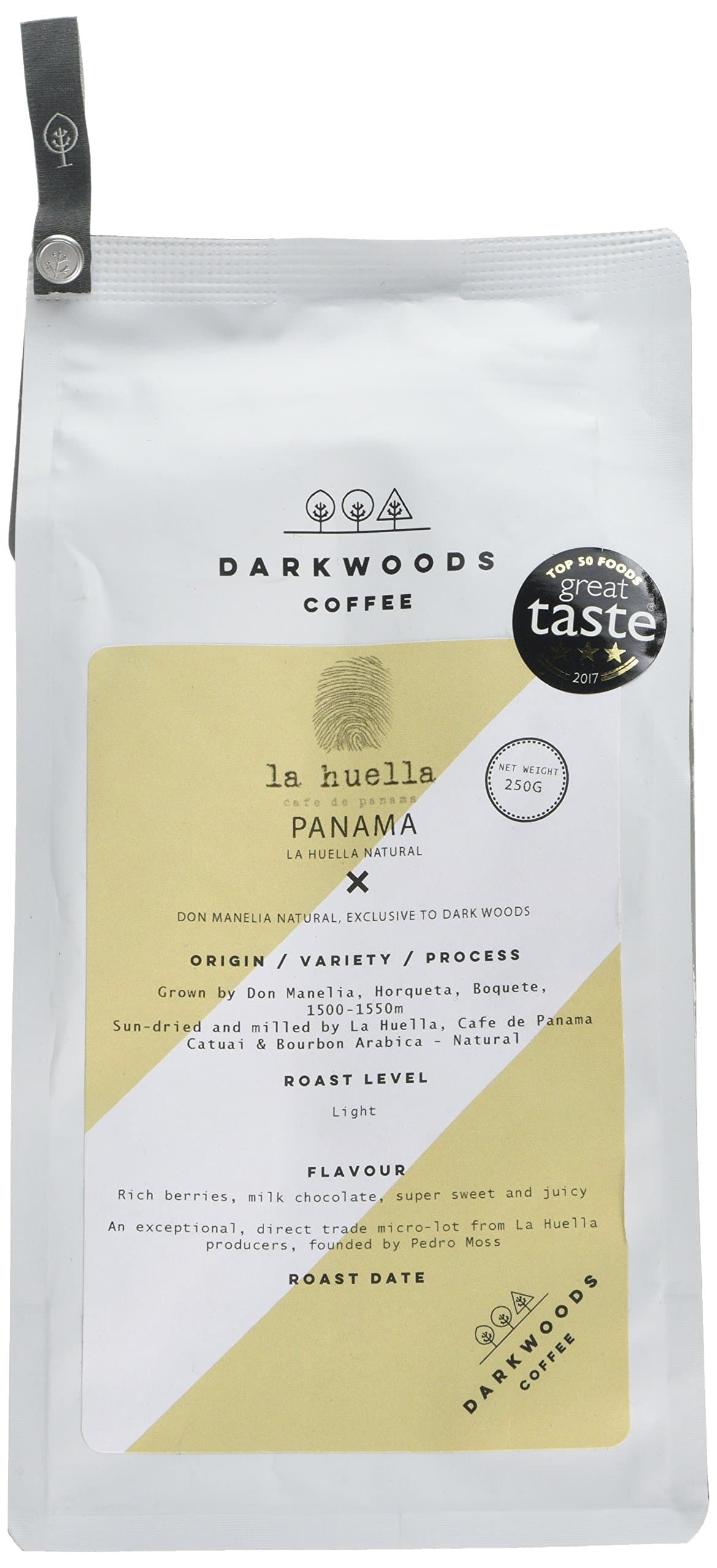Dark Woods Panama La Huella "Café de Panama" Natural Coffee Beans, 250 g