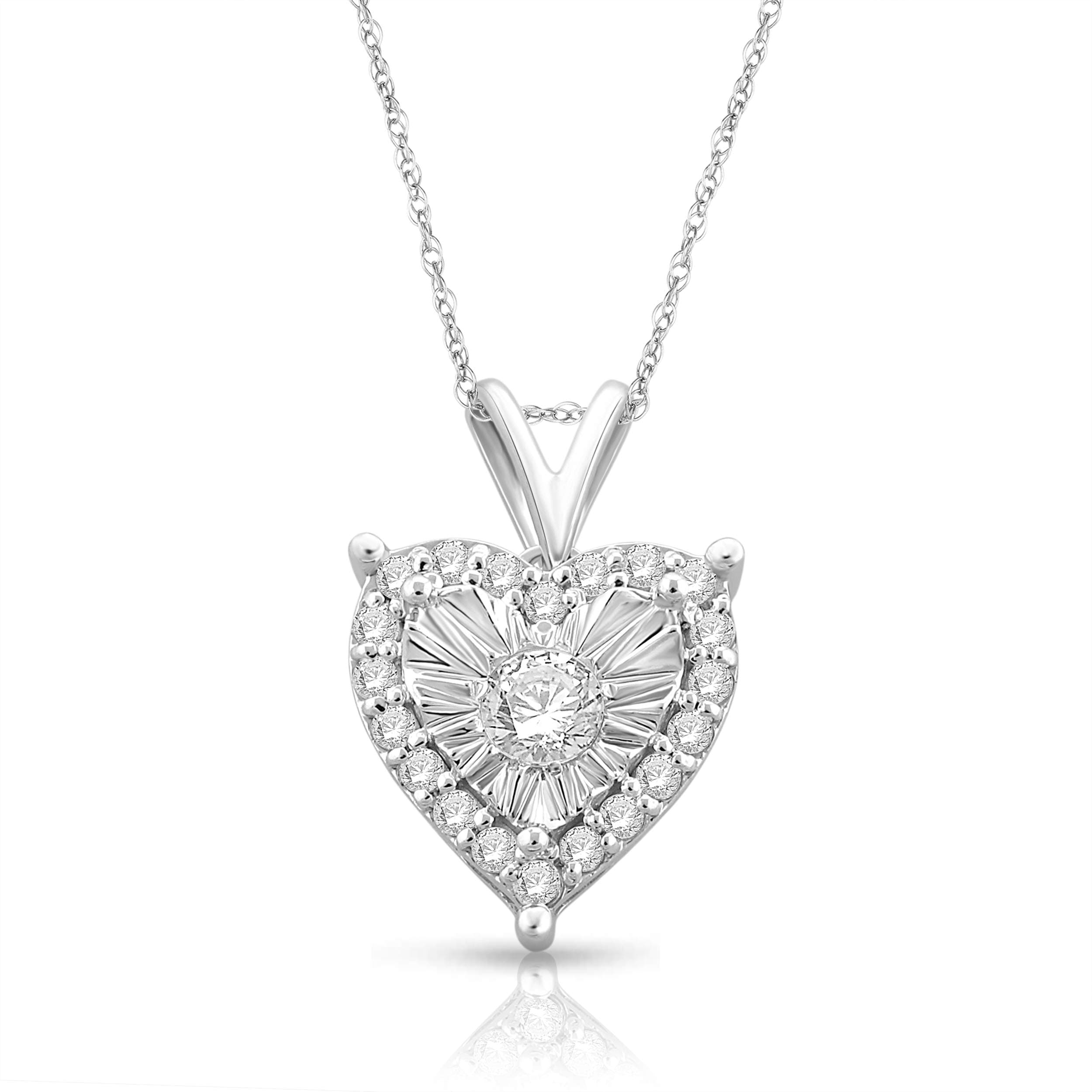 1/4 Cttw Heart Shaped Diamond Jewelry Earrings for Women or Womens Necklace in 925 Sterling Silver