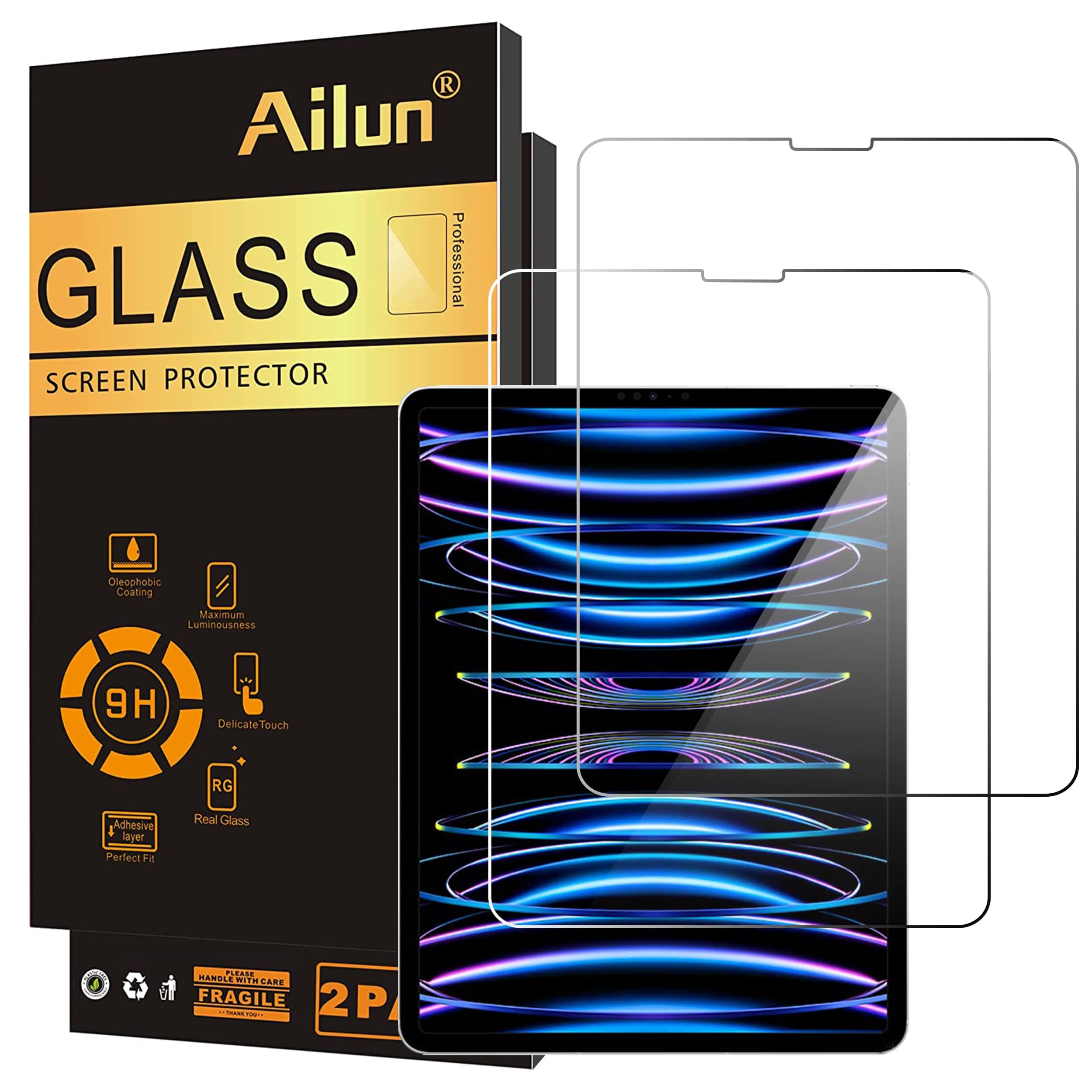 Ailun Screen Protector Compatible with iPad Pro 12.9 inch Display (2018),[2Pack], 2.5D Tempered Glass,Face ID Compatible[Apple Pencil Compatible] Anti-Scratch,Case Friendly-Siania