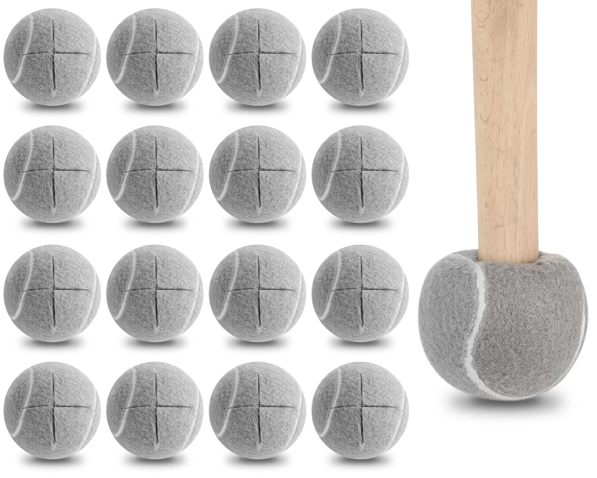 Macarrie 16 Pieces Precut Tennis Balls for Chairs Tennis Ball Chairs Foot Covers for Furniture Leg for Classroom Floor Protection Chair Desk Legs Coverings(Gray,6.3 cm)