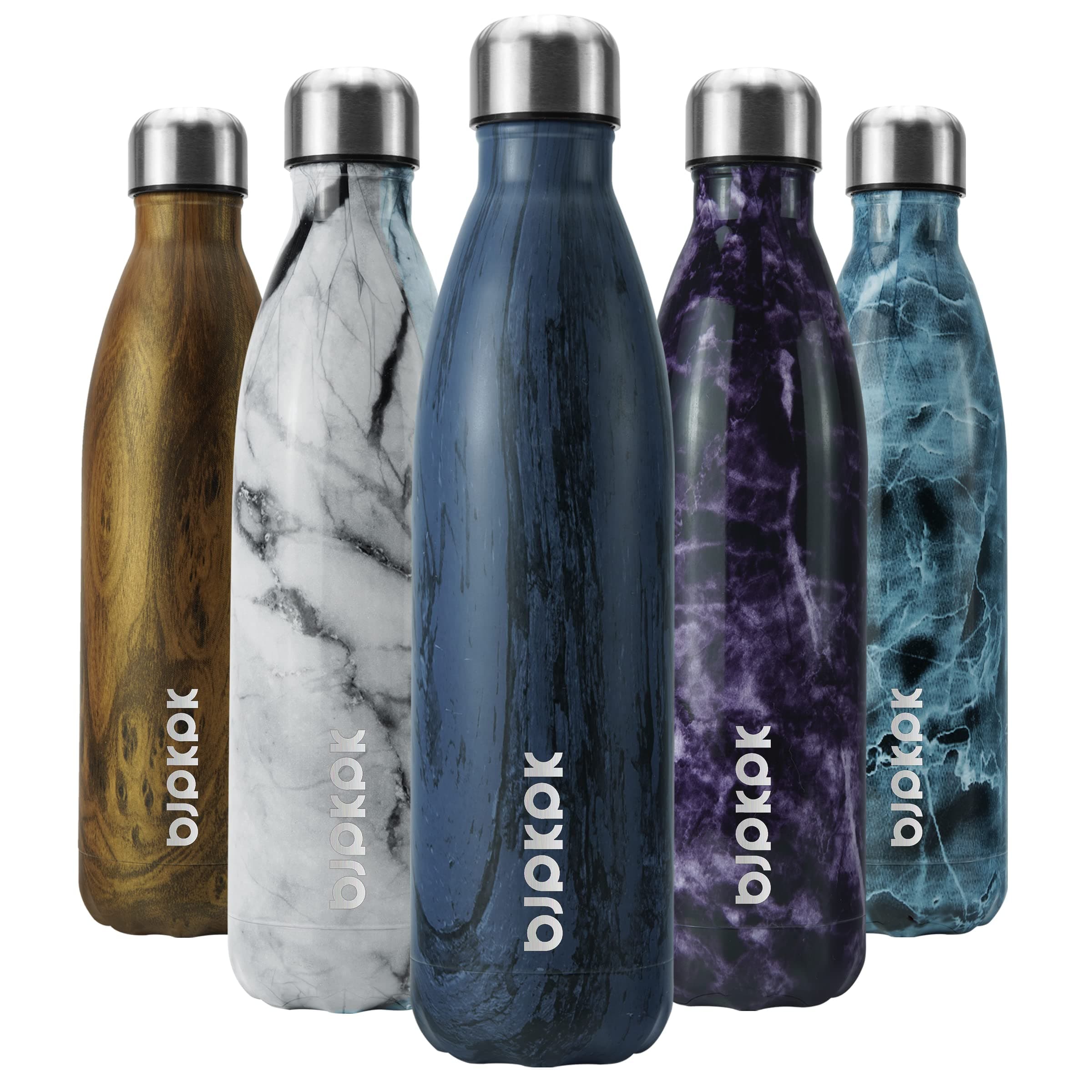 BJPKPK 25oz Stainless Steel Insulated Water Bottle Cola Shape Water Bottles,Wood Prussian Blue