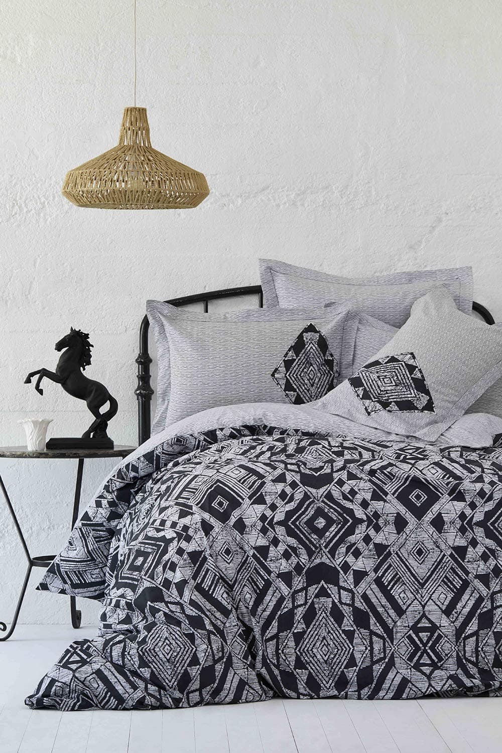 karaca home Raven Black Ranforce Double Duvet Cover Set%100 Turkish Cotton
