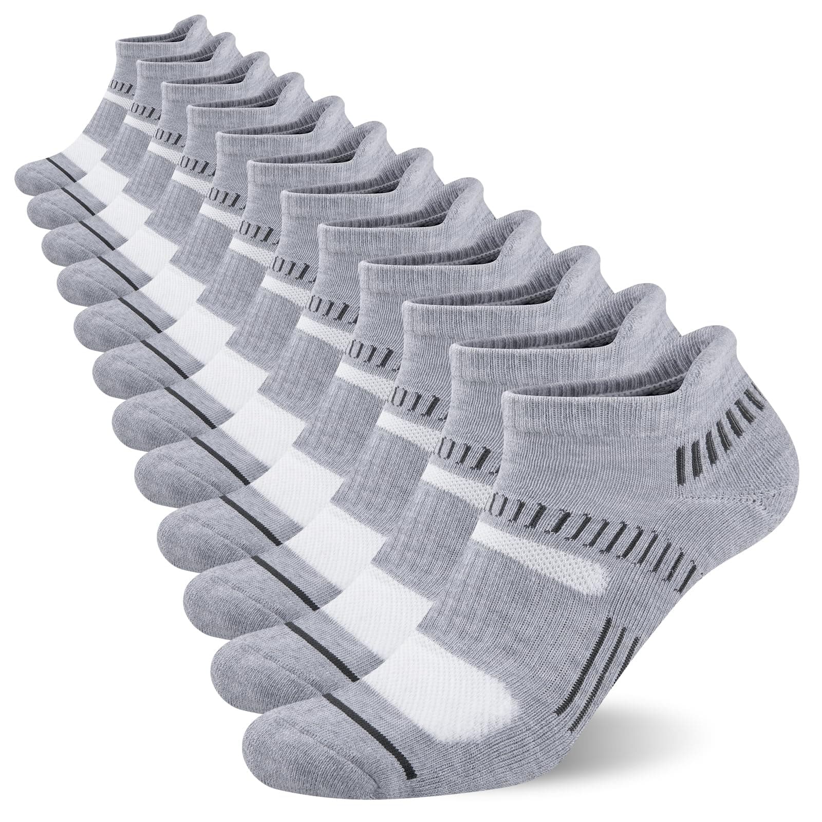 Mens Ankle Socks Athletic Cushioned Breathable Low Cut Tab With Arch Support - 6 Pairs