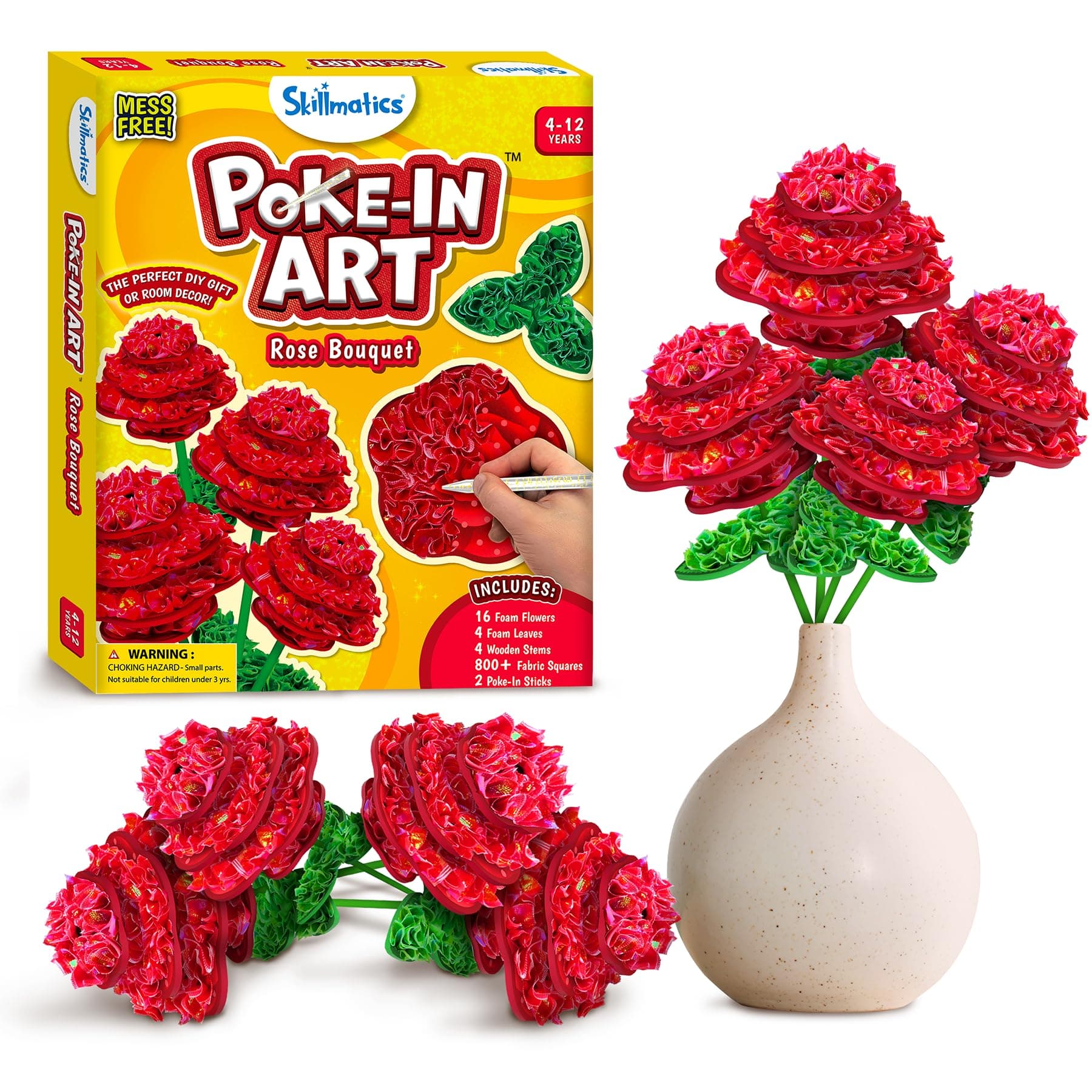 Skillmatics Art & Craft Activity - Poke-in Art Rose Bouquet, Mess-Free Art for Kids, Craft Kits, DIY Activity, Gifts for Girls & Boys Ages 4, 5, 6, 7, 8, 9, 10, 11, 12