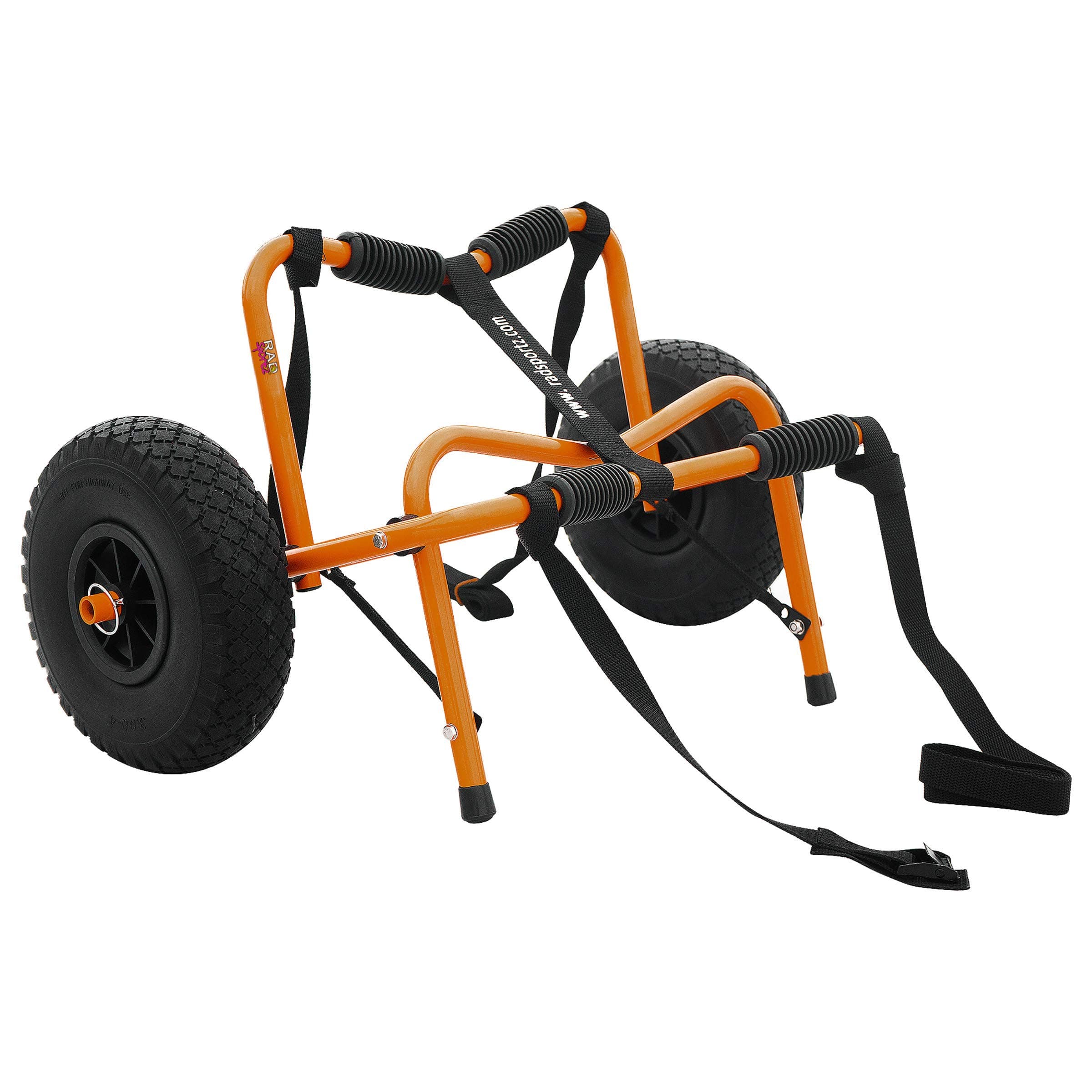 Kayak Cart – 150 Lbs Capacity Canoe Dolly with Airless Tires, Foldable Aluminum Frame, and Carrying Bag for Personal Watercraft by Rad Sportz (Orange)