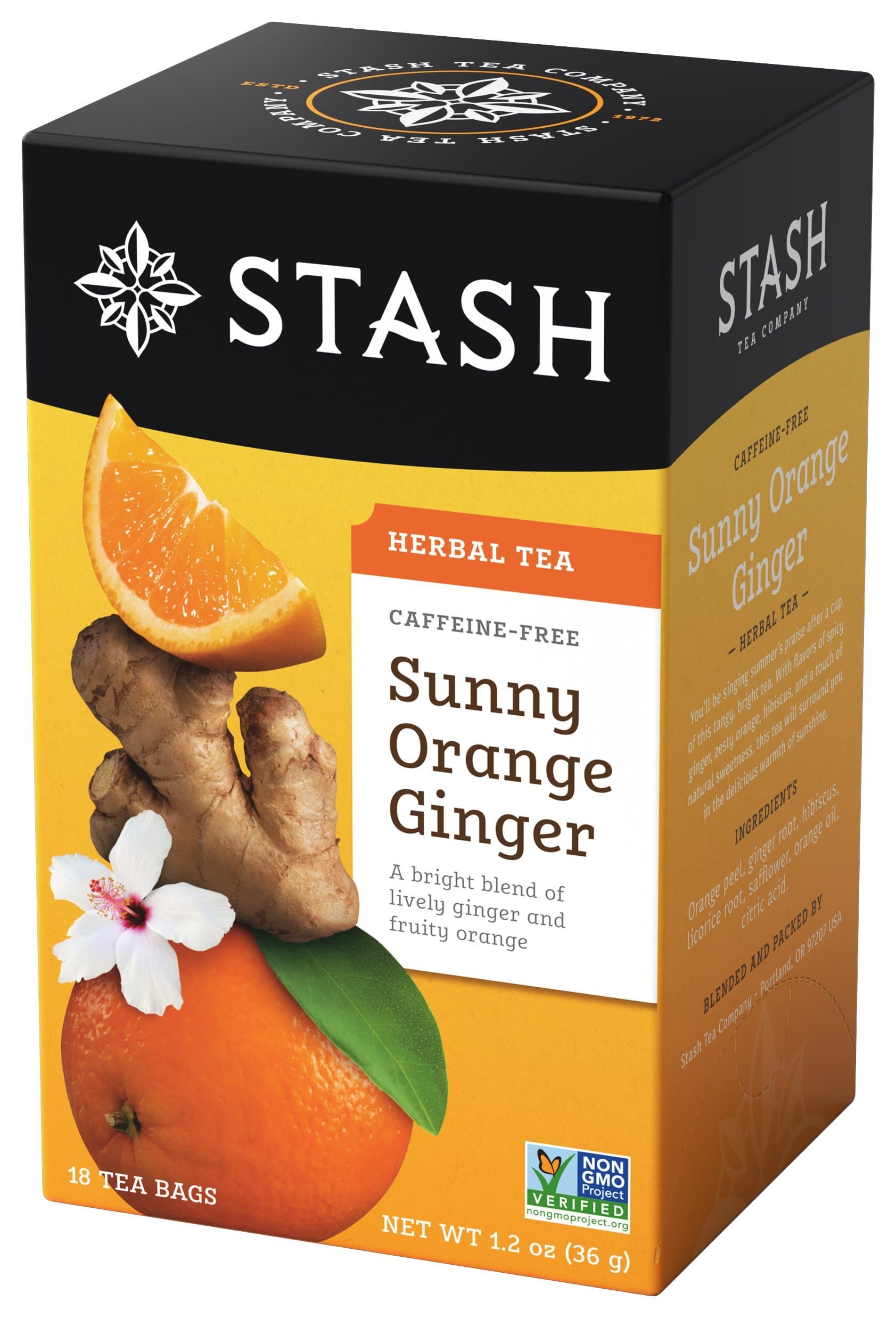Stash Tea Sunny Orange Ginger Tea 18 tea bags, 3 Count