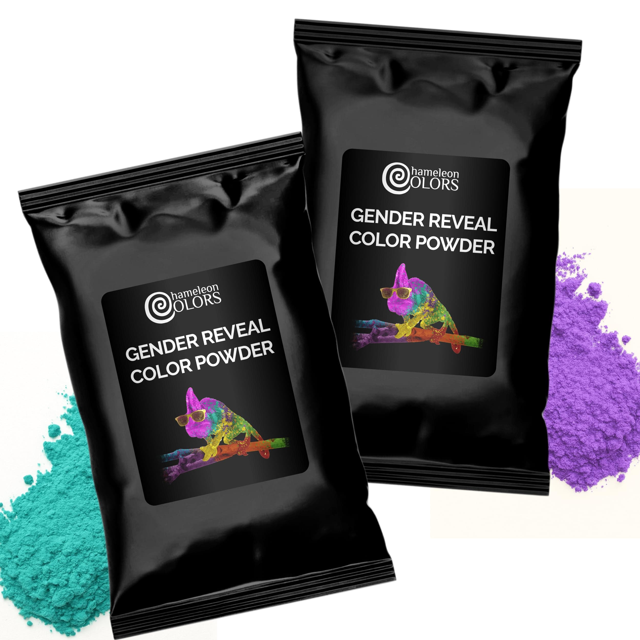 Chameleon Colors Blue & Pink Gender Reveal Powder - Two 1 lb Bags - Vibrant Blue & Pink Color - Powder for Baby Boy or Girl Gender Reveal - Easy-Open Bags - Easy Cleanup - Non-Toxic