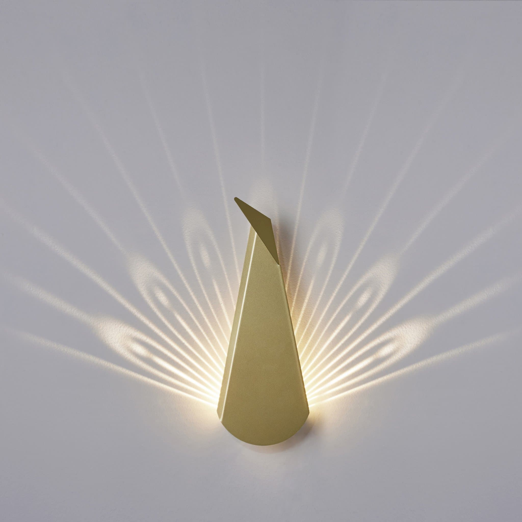Elegant Aluminum Wall LED Light Peacock Fixture Electricity Plug in Gold