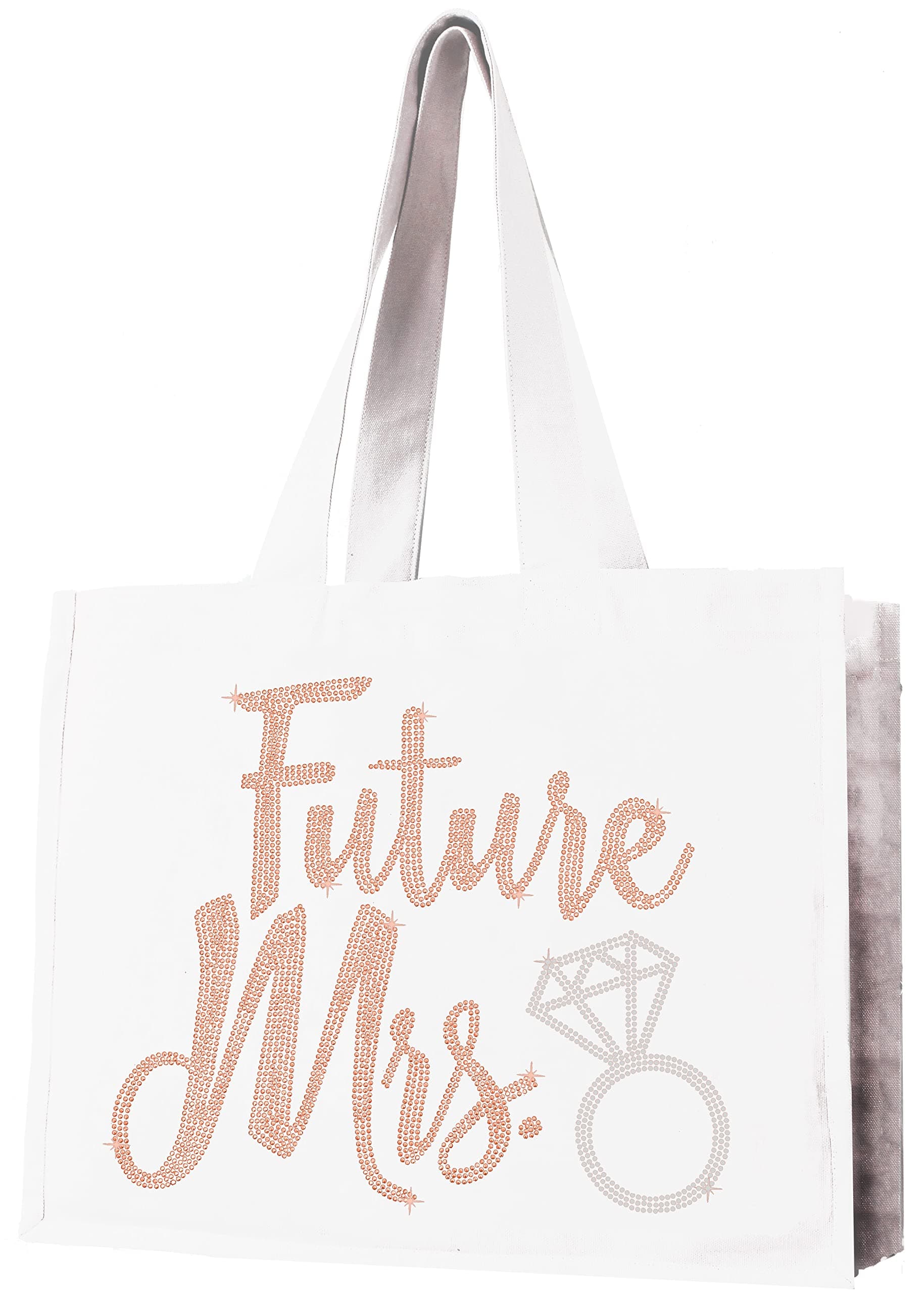 RhinestoneSash Rose Gold Bridal Party Tote Bags - JUMBO 18" x 14" Wedding Totes - Bridal Shower Gifts & Favors