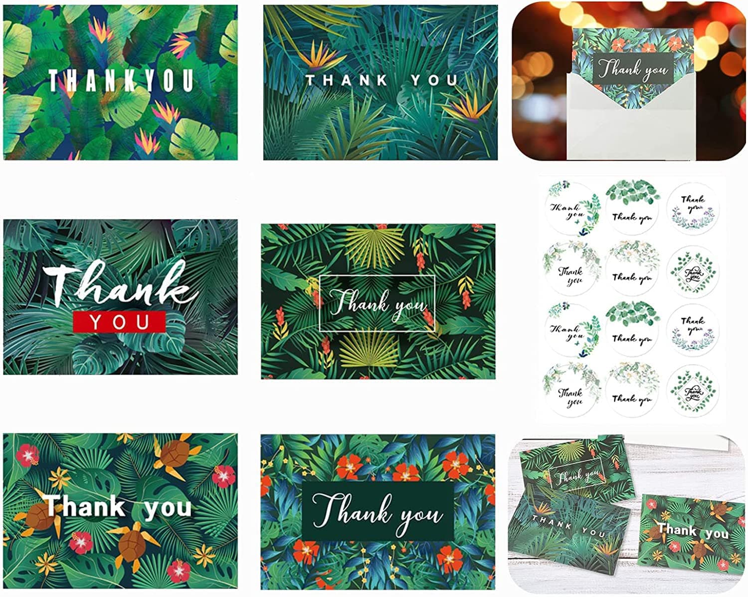 – SYOSI Thank You Cards Pack, Thank You Greeting Cards with 12 Stickers and 12 Envelopes for Wedding Thanksgiving Business Baby Showers Thank You Gift Cards(12 Pcs, 6 Patterns)