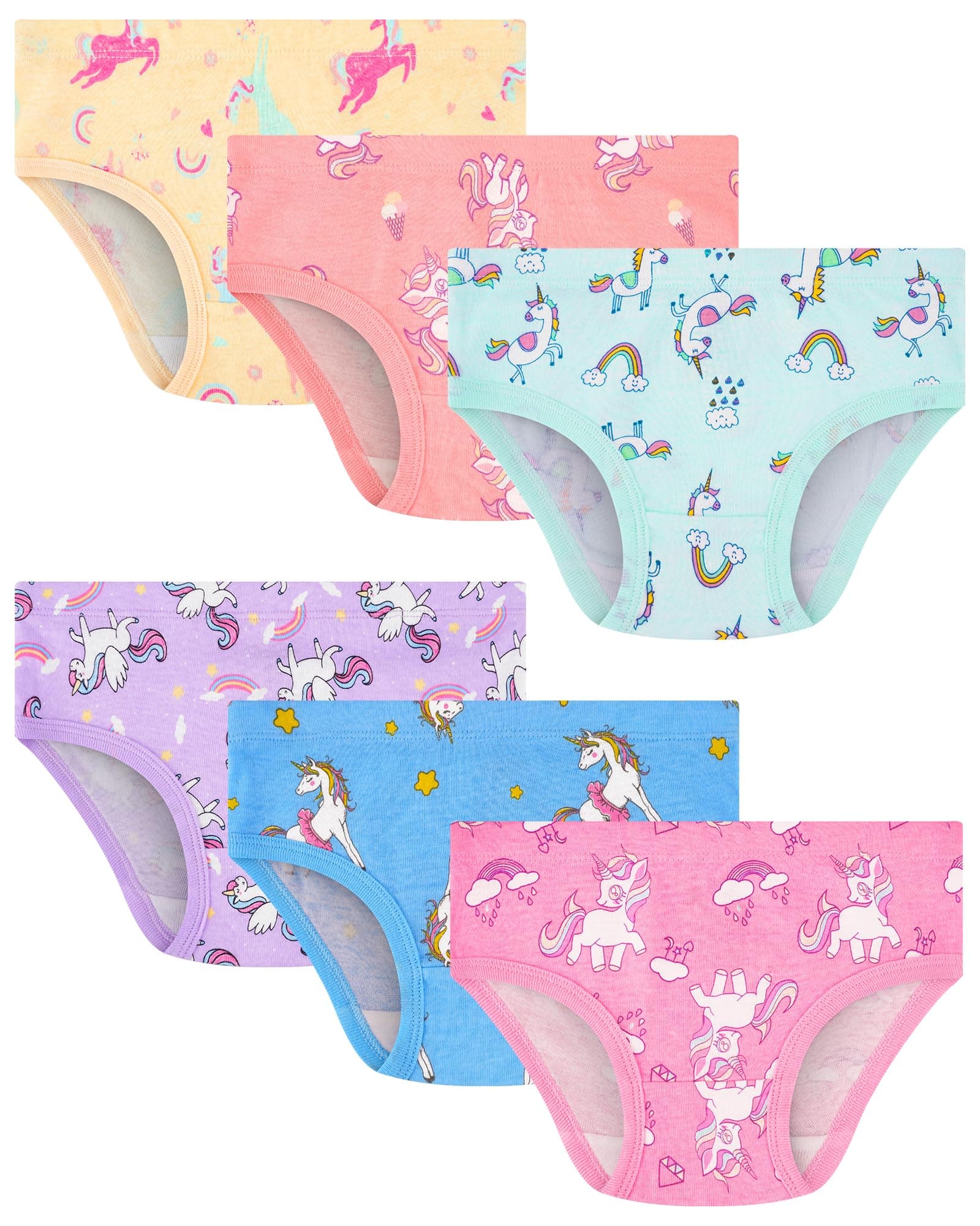 100% Cotton Girls Underwear Tagless Comfort Toddler Panties (6-Pack)
