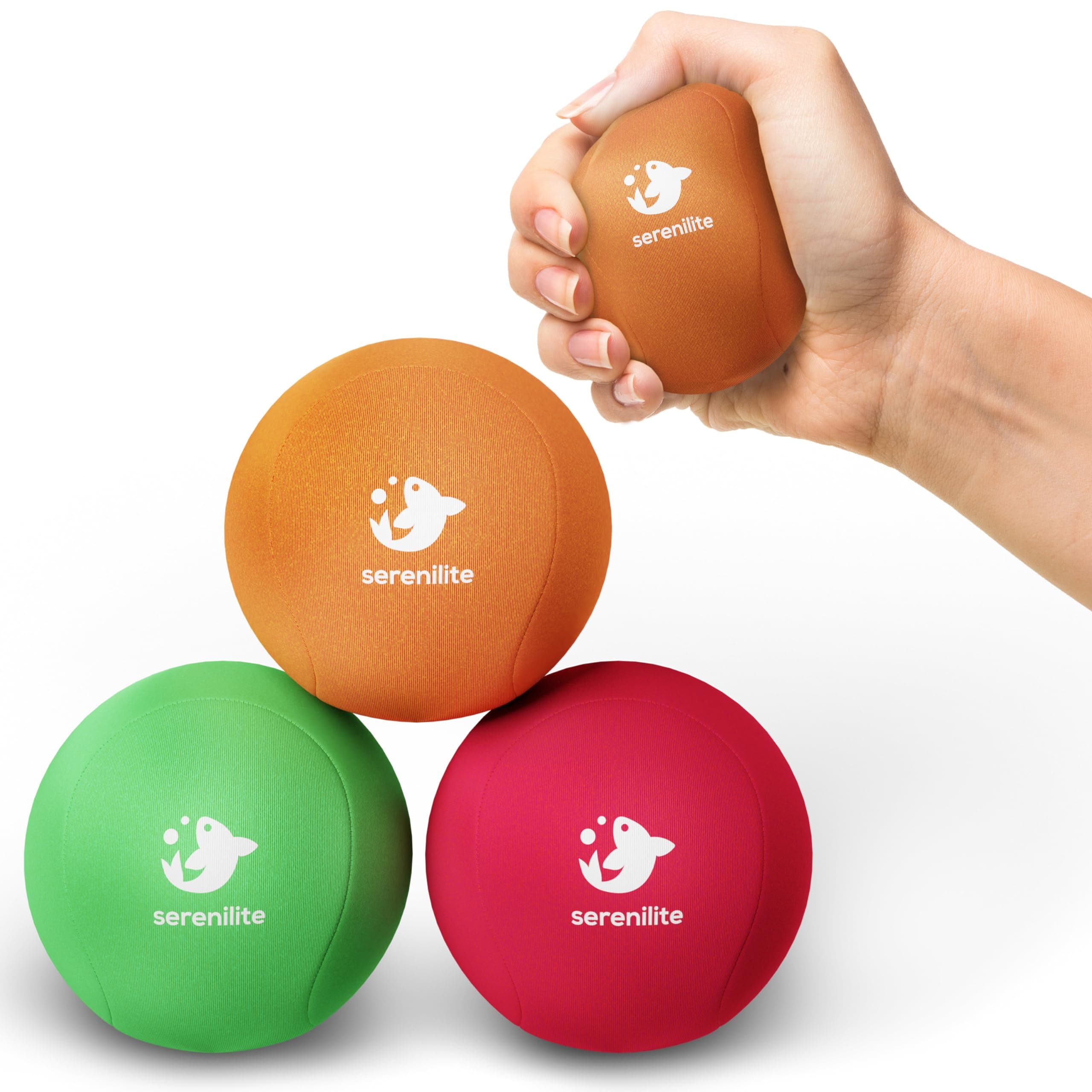 Serenilite Stress Balls for Adults, Squeeze Ball for Hand Therapy, Stress Ball, Hand Exercisers for Therapy & Grip Strengthening, Physical Therapy Balls, Hand Grip Strengthener.