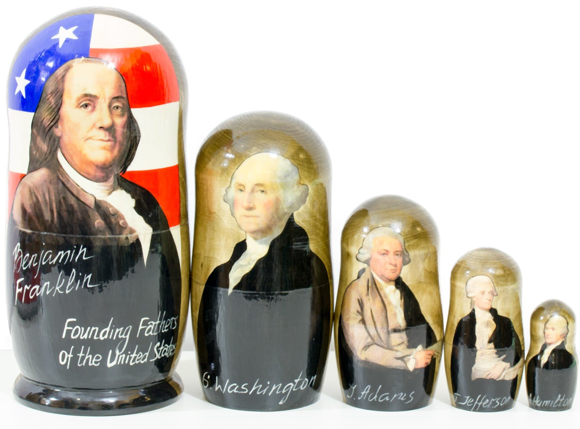 craftsfromrussia Founding Fathers of The United States - Nesting Doll (6,75`` (5 Dolls in1), Presidents of The USA)