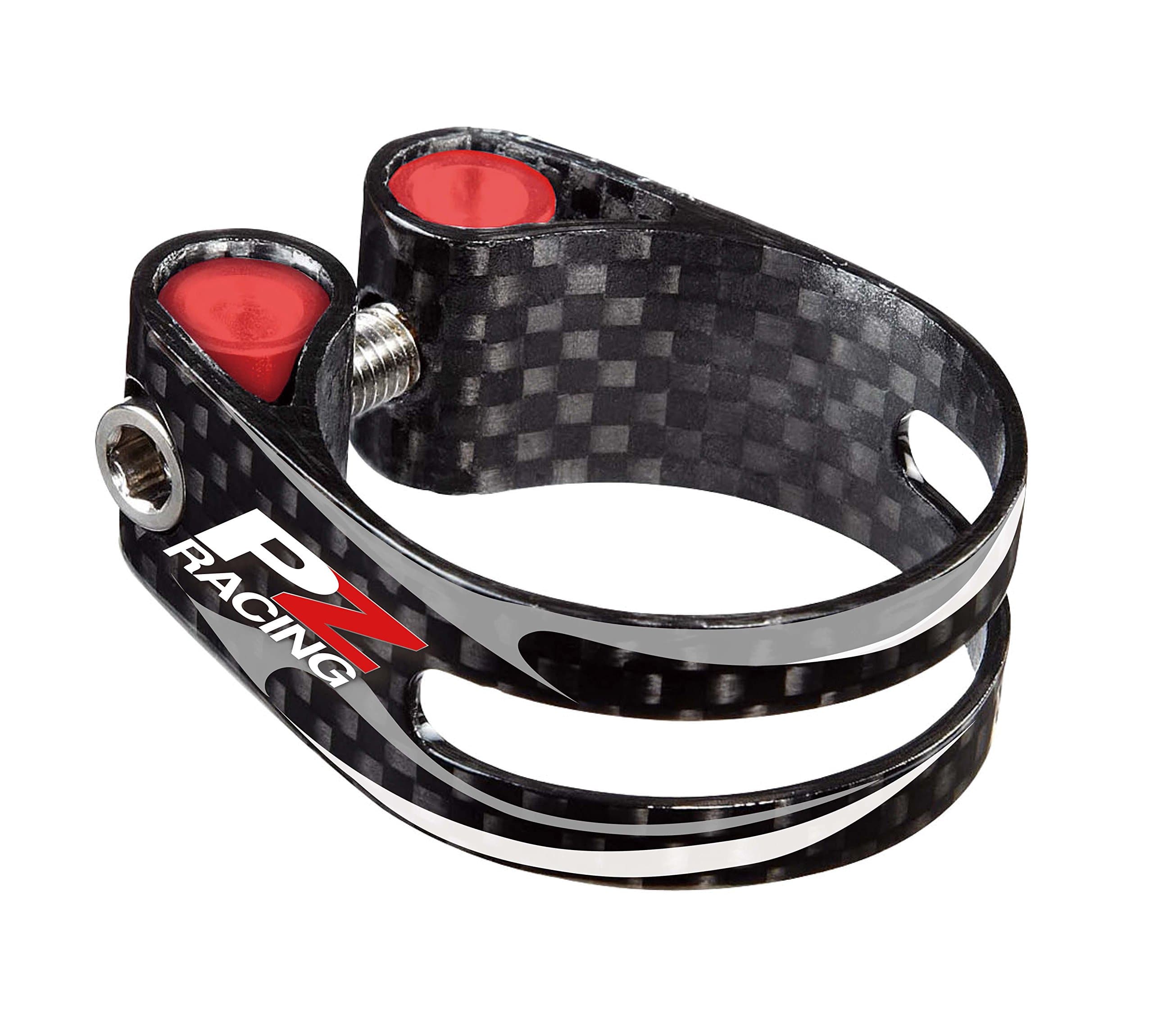 PZ Racing CR2.1C Bike Seat Clamp, Shiny Black/Carbon Red