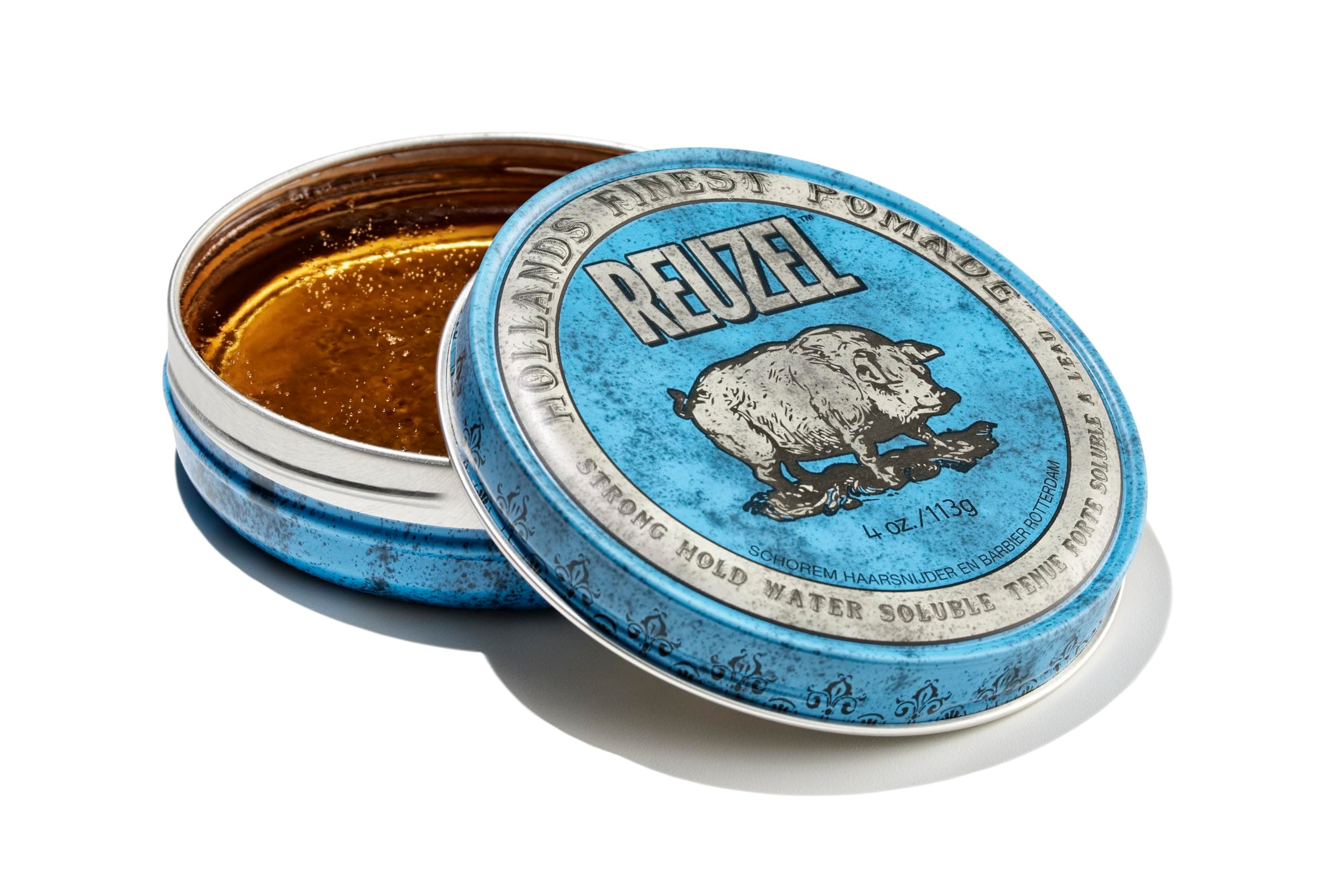 Blue Pomade, Strong All Day Hold, Water Soluble Styling, High Shine and Flake Free, Easy To Wash Out, For All Hair Types