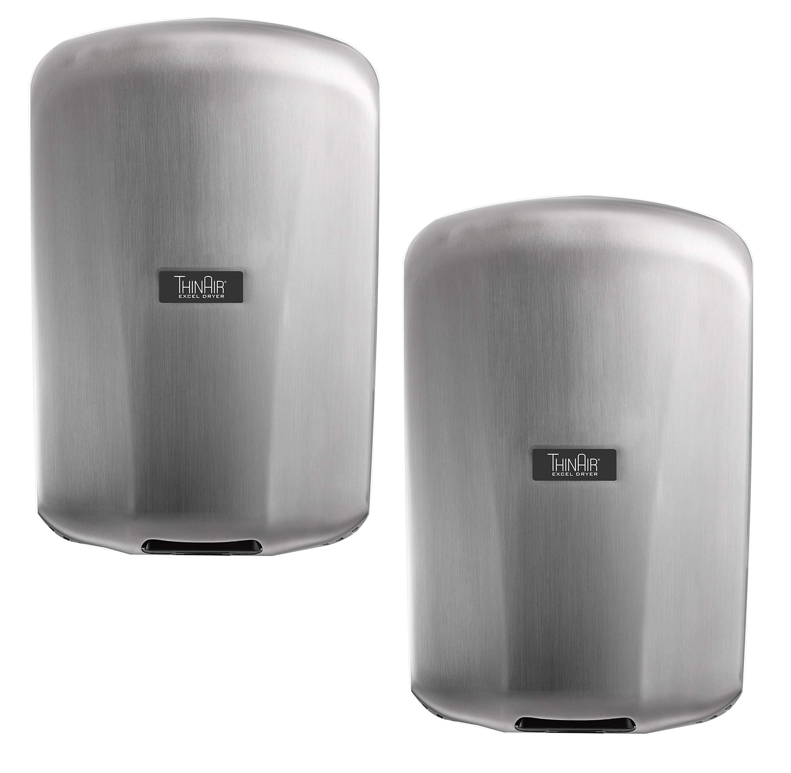THINAIR Excel Dryer TA-SB Hand Dryer, Brushed Stainless Steel Cover, ADA Compliant, Automatic Sensor, Surface Mounted, LEED Credits, Made in USA Certified, 950 Watts, 110/120V (2 Pack)