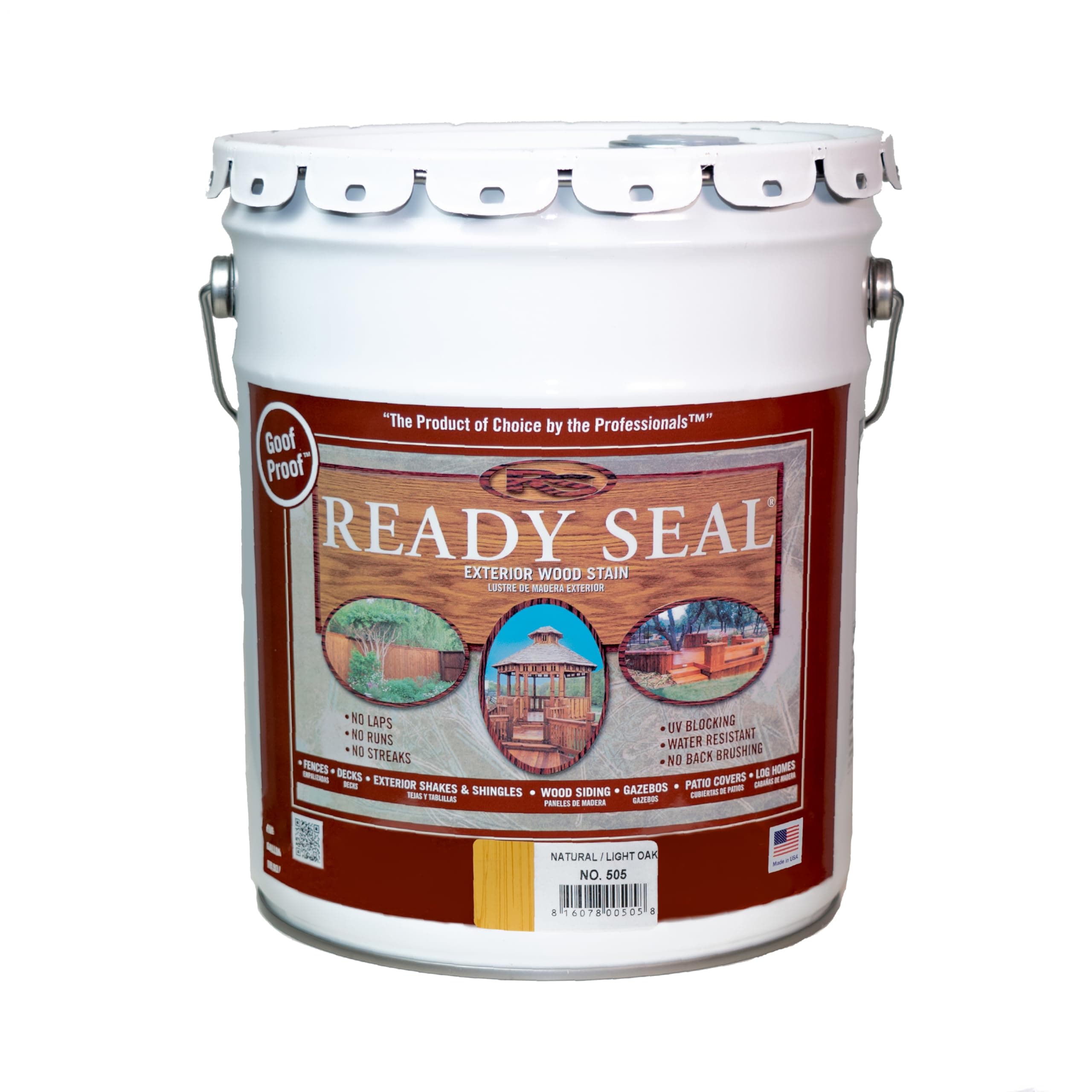 7966104 5 gal Pail Exterior Wood Stain & Sealer, Light Oak