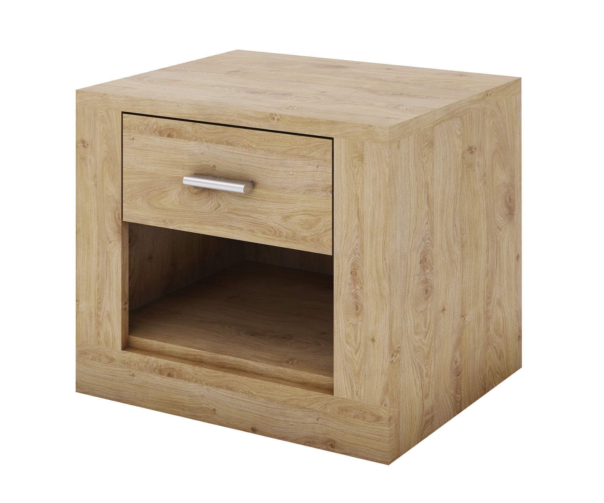 Arthauss Compact Bedside Cabinet ARTI in Black/Grey/White/Oak Shetland with 1 Drawer - Durable Nightstand for Bedroom Storage - Small Cabinet with Shelves - Ideal Bedside Organiser for Small Bedrooms