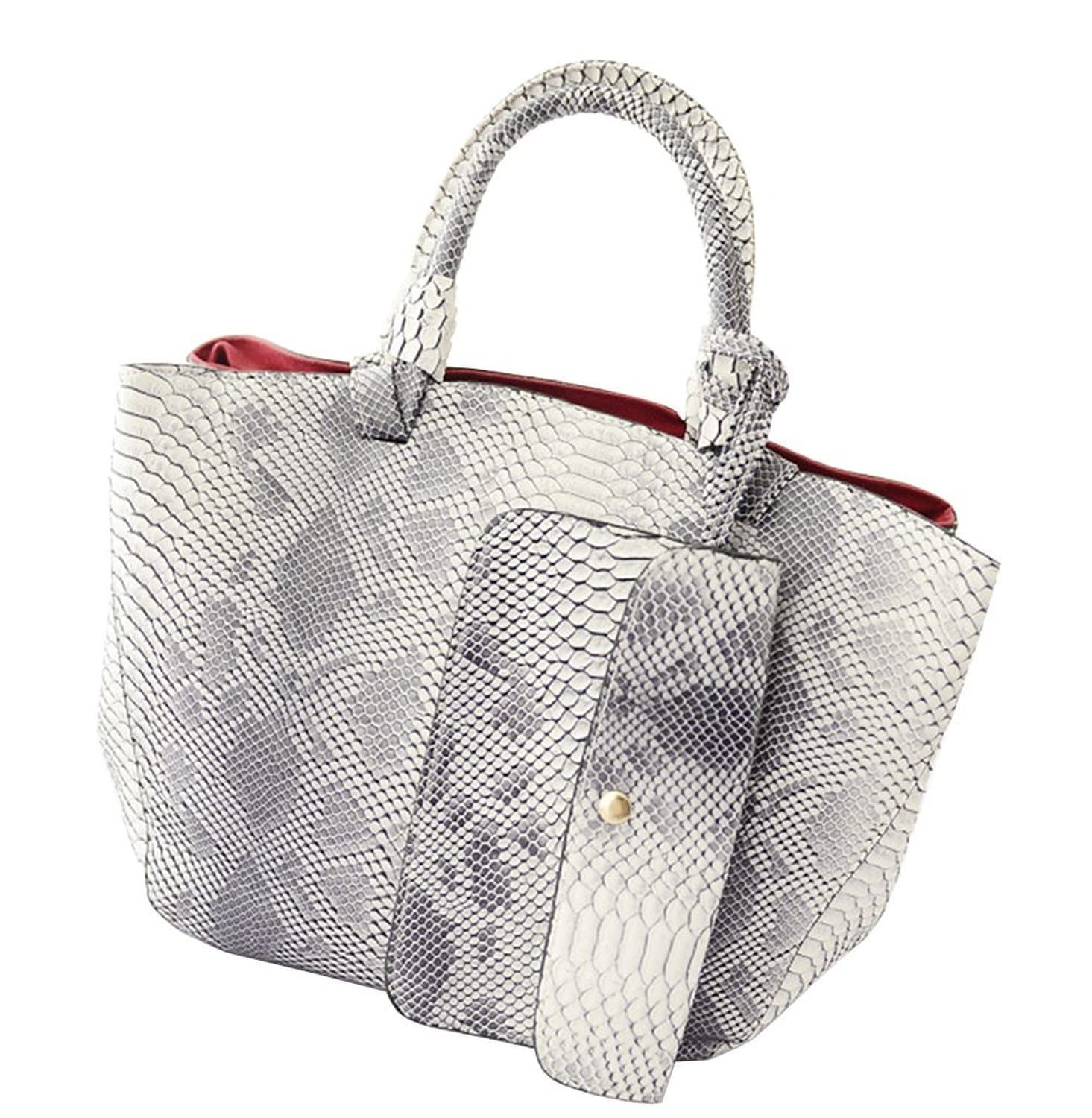 BG174; Women PU Leather Snakeskin Grain Printing Embossed Handbags