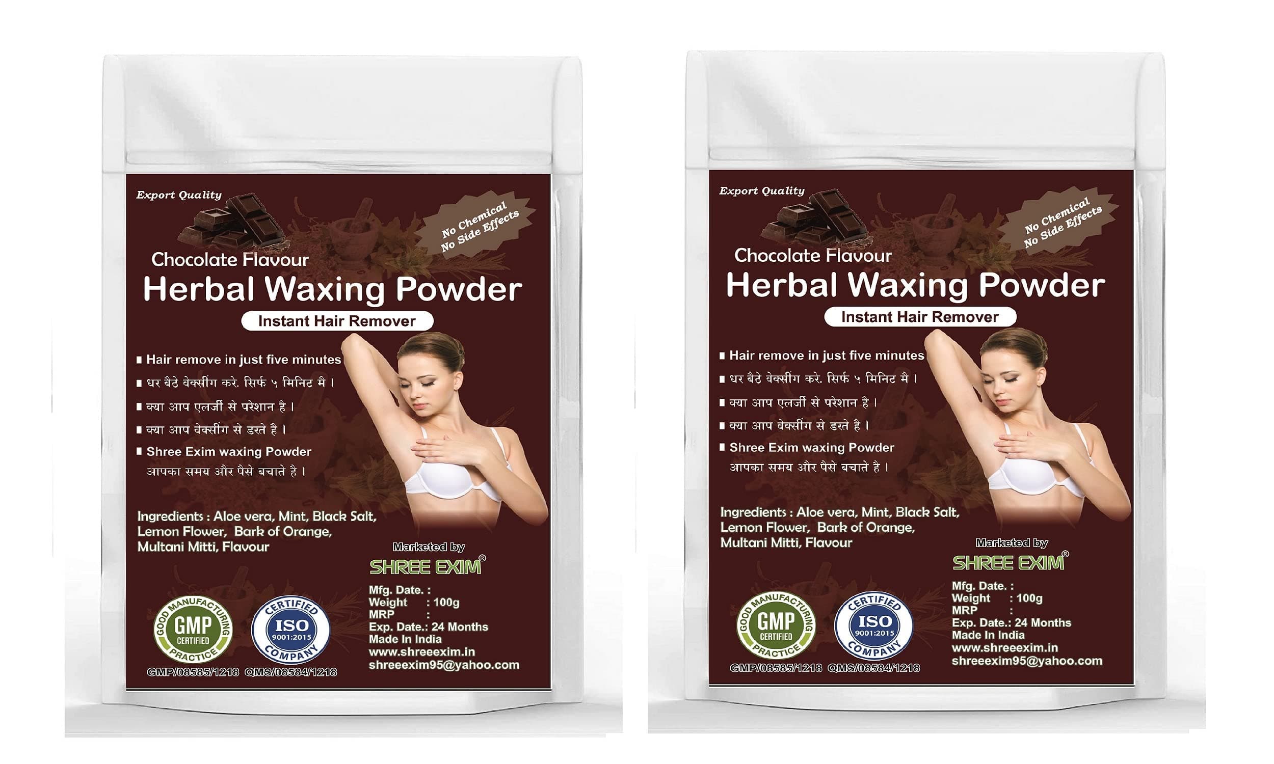 SHREE EXIM Organic Hair Removal Herbal Waxing Powder Pain-Free & Instant For Hands, Bikini Aria, Underarms, Legs, Body Waxing Home For Women & Men (Chocolate)