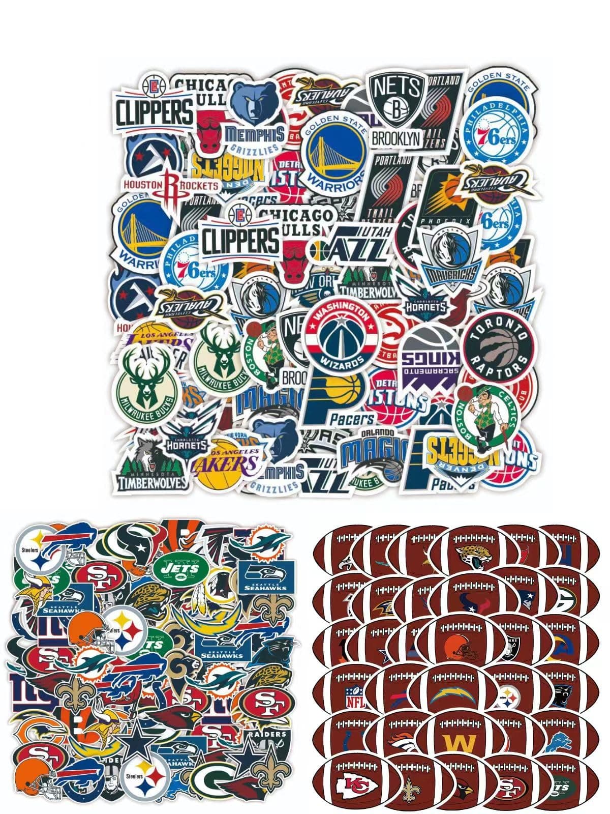 Football Rugby Stickers for Basketball Team Fans(98pcs) Vinyl Waterproof Stickers for Water Bottles Teens Boys Luggage Laptop Snowboard 0.8CM