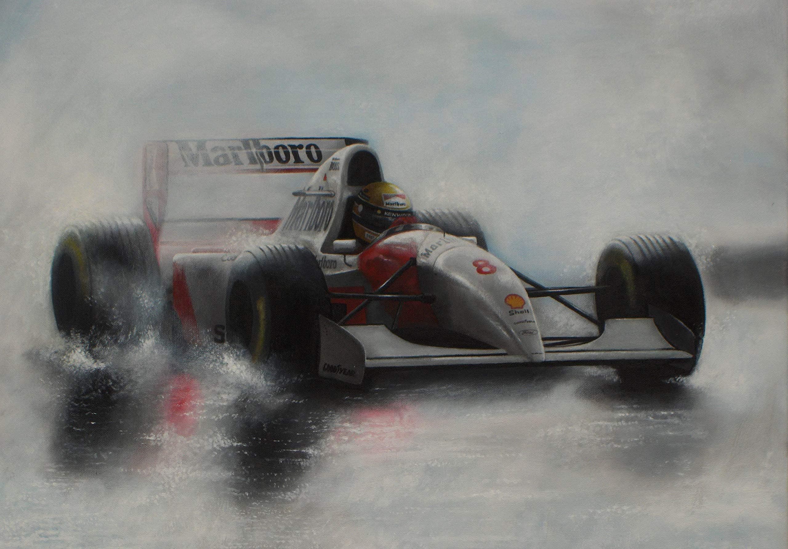 Fine Art UK Ayrton Senna 30x20 Inch Canvas Framed Picture Print Painting