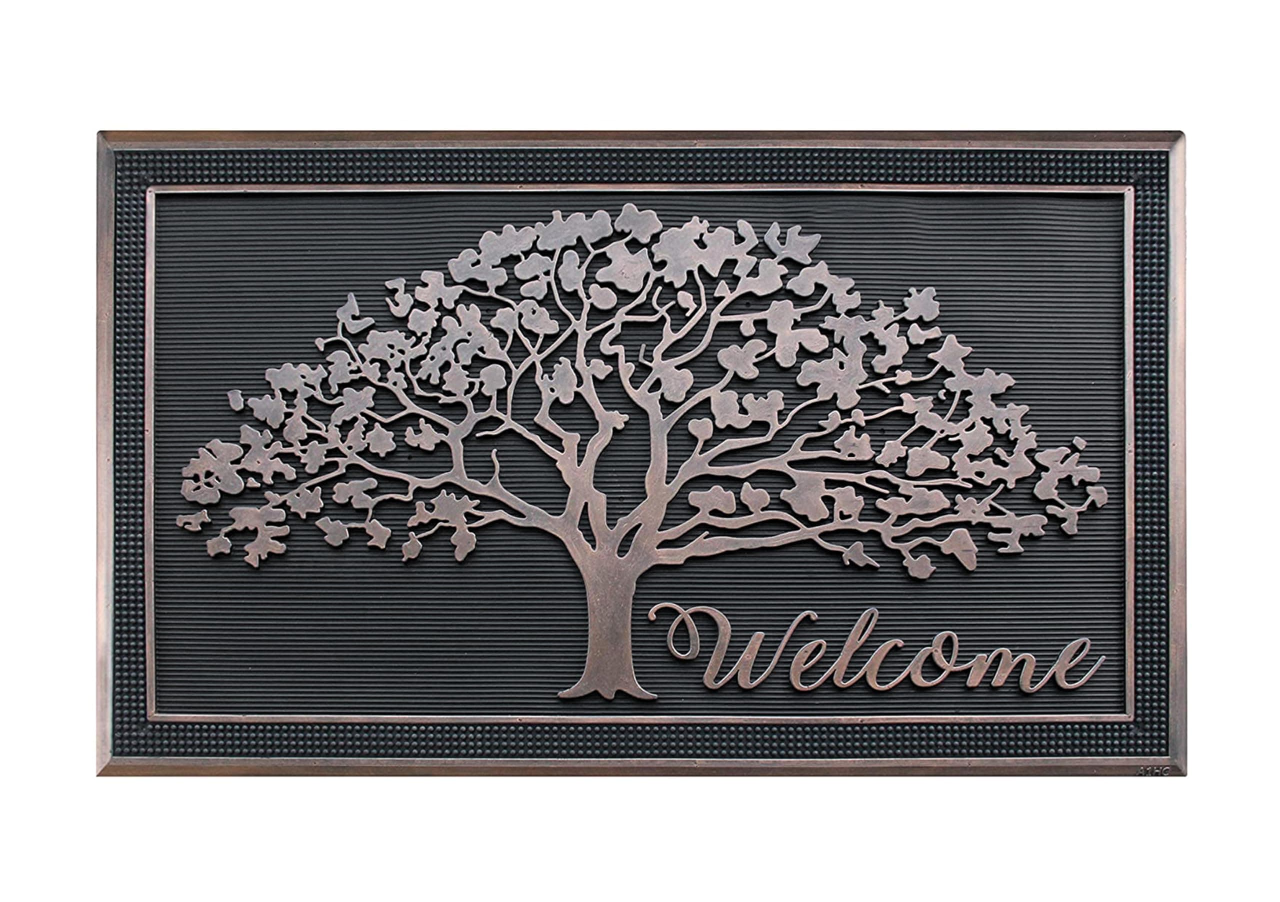 100% Rubber Doormat for Outside Entrance, Non-Slip Heavy Duty Front Door Mats, Thin Profile Hight Traffic Areas Mat - 30" x 48", Shredding Tree Rubber