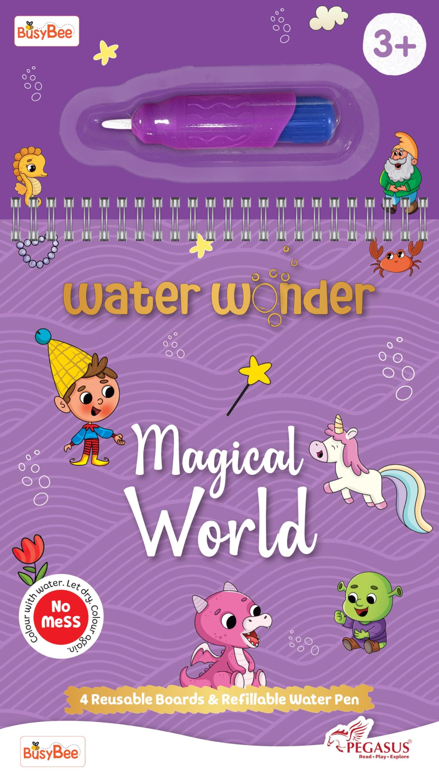 Reusable Magic Water Coloring Book For Kids, Educational Fun Time for Kids, M...